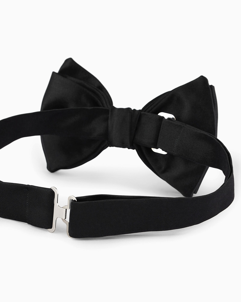 EMPORIO ARMANI Pure silk bow tie with jacquard micro-motif outlook