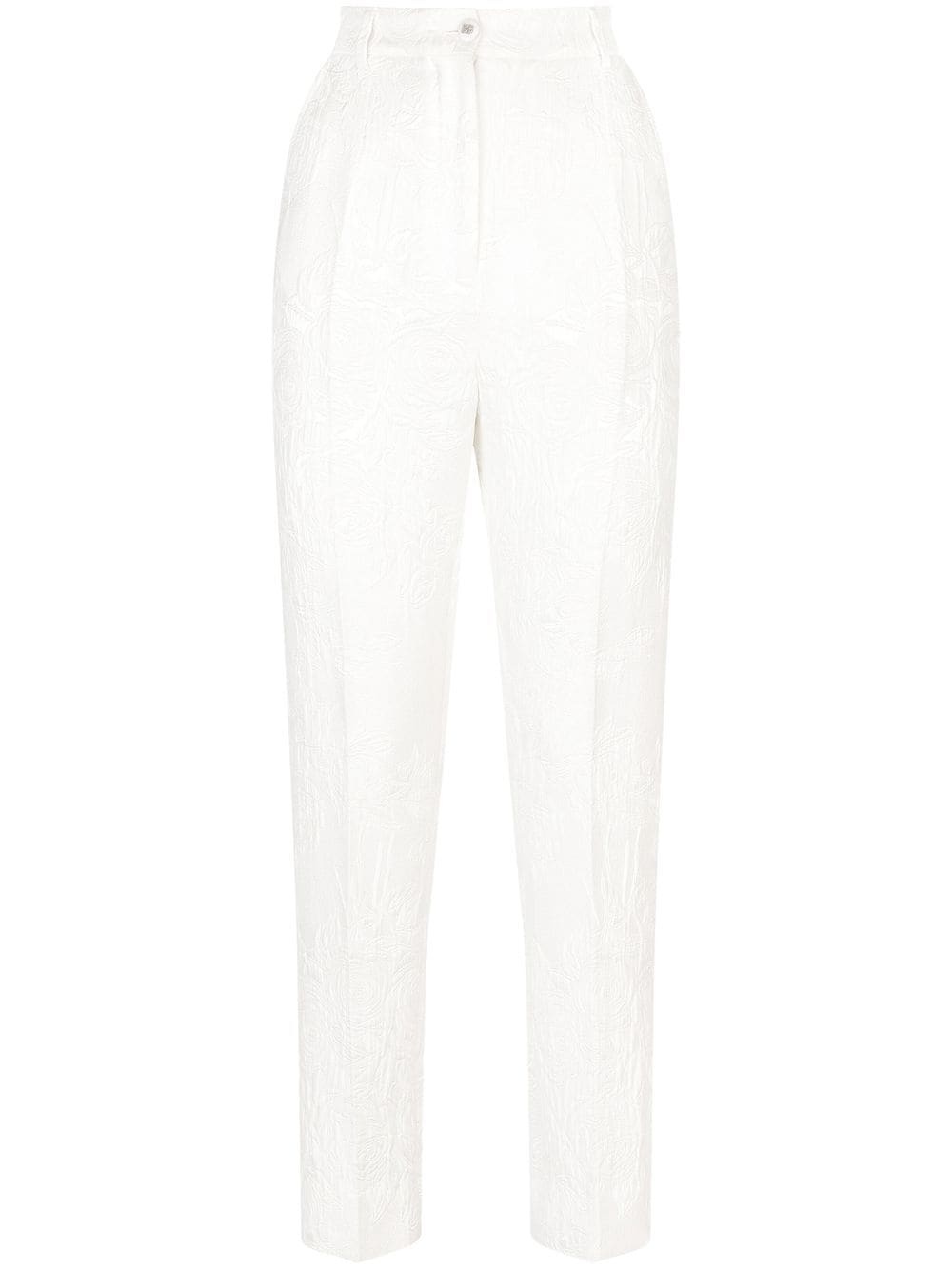 floral jacquard tailored trousers - 1