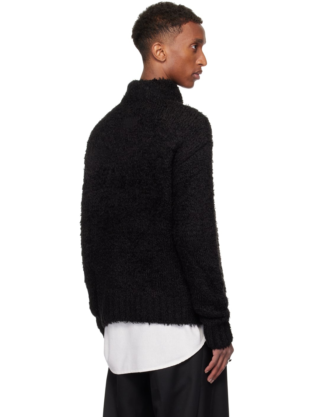 NULLUS Black Deconstructed Collar Sweater | REVERSIBLE