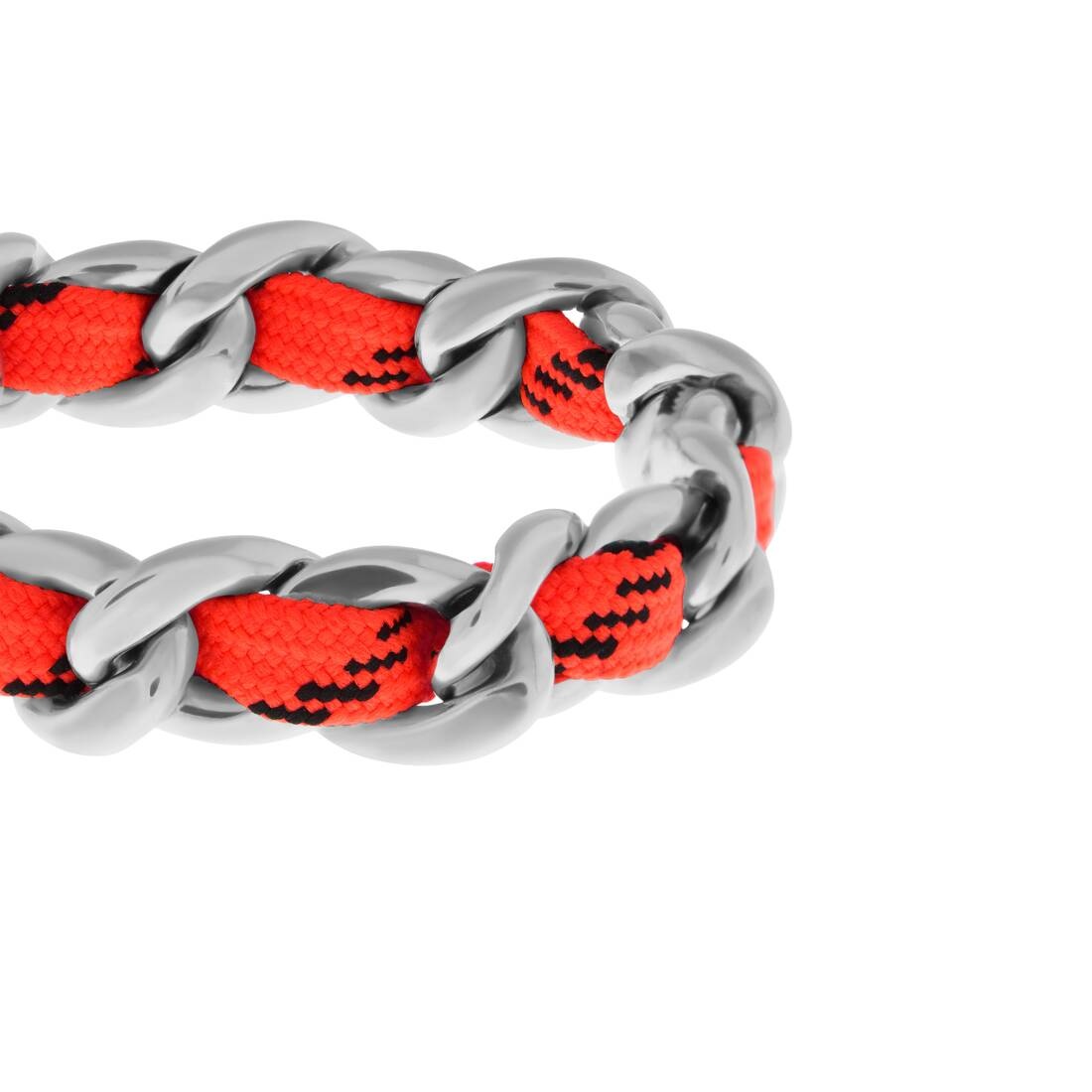 BALENCIAGA Malibu Gourmette Bracelet in Antique Silver/neon