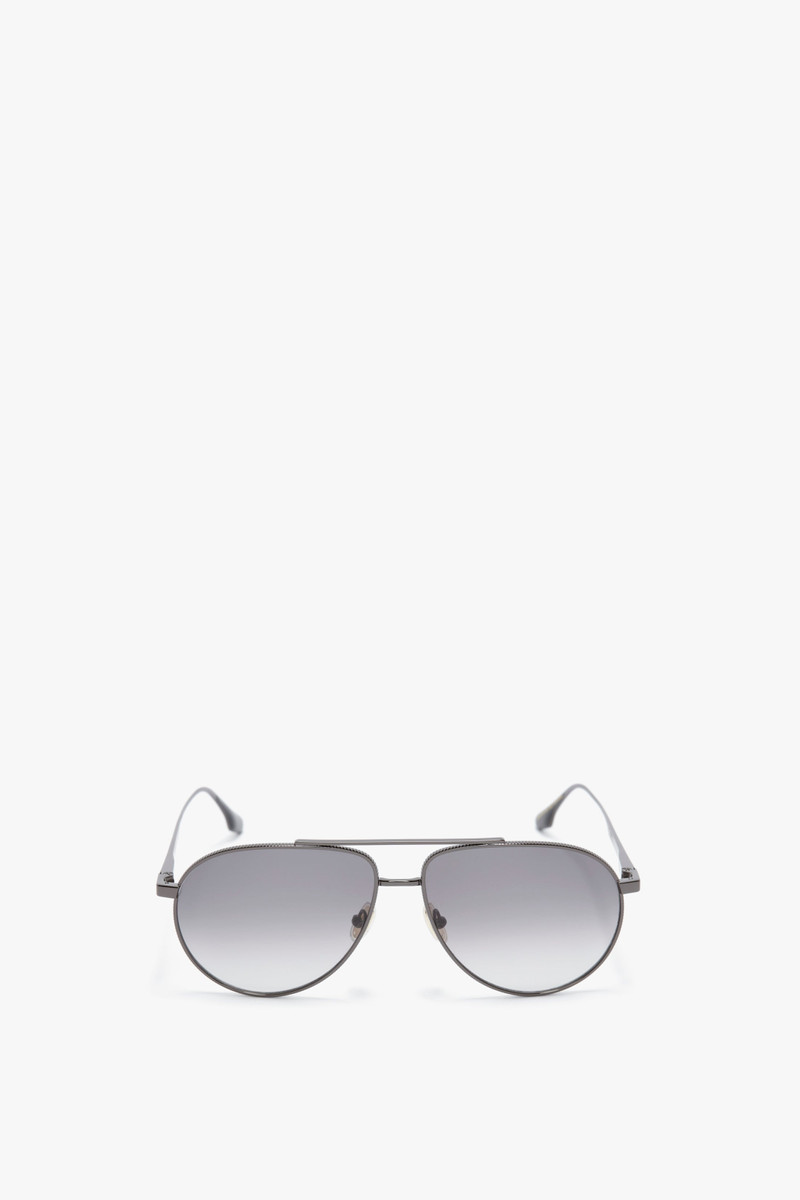 V Metal Pilot Sunglasses In Grey Gradient 1