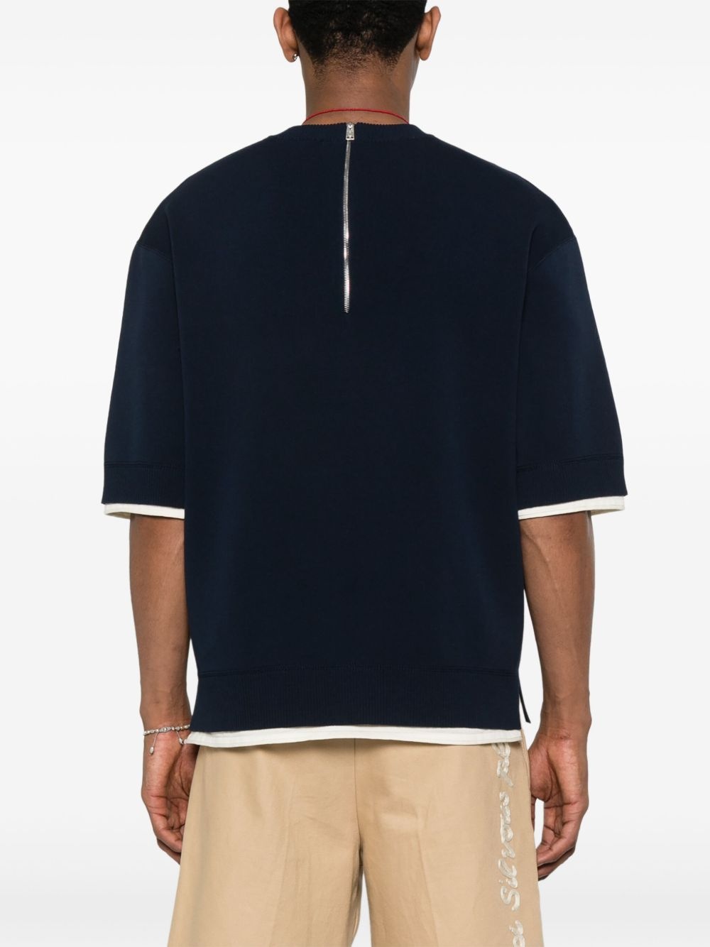 contrasting-trim T-shirt - 3