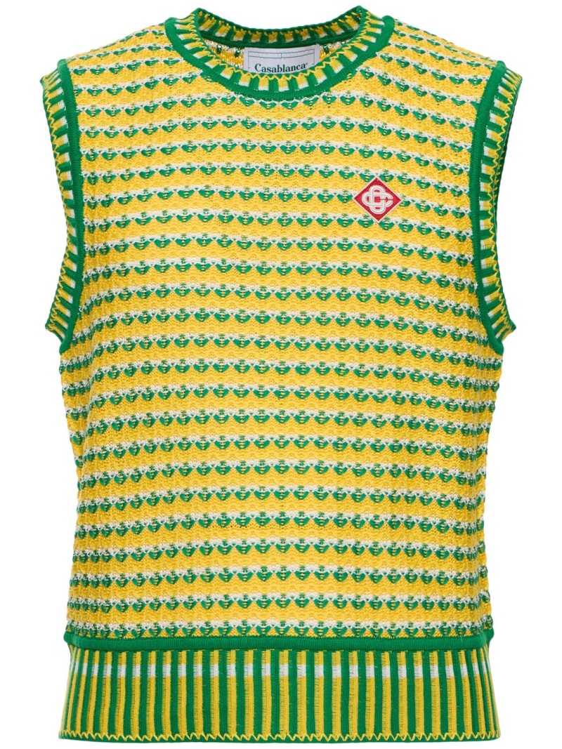 Zig-zag cotton knit vest - 1