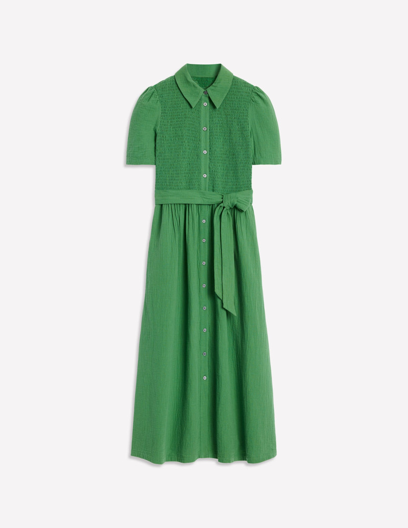 Amber Double Cloth Midi Dress-Paradise Green 1