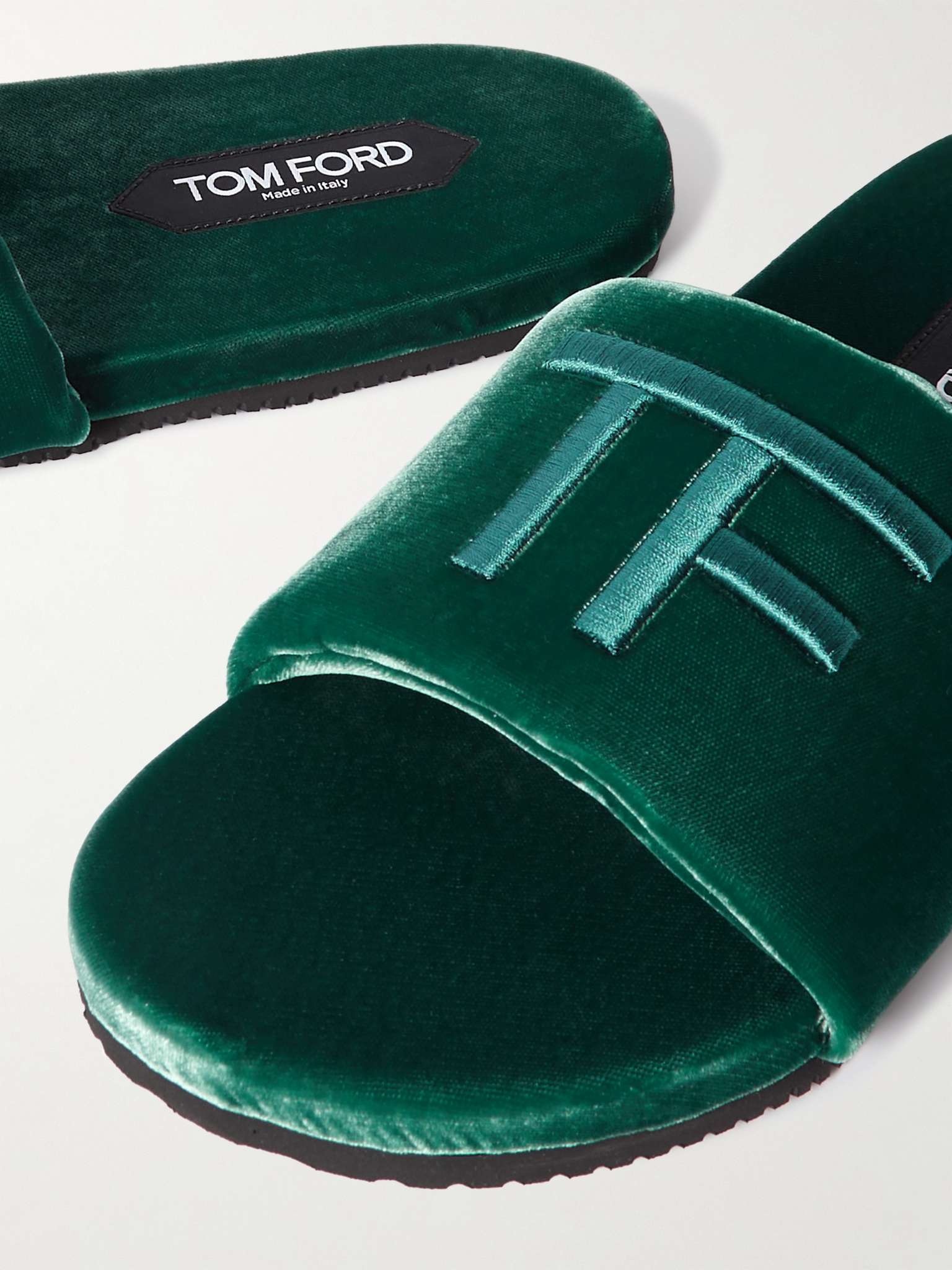 Harrison Logo-Embroidered Velvet Slides - 5