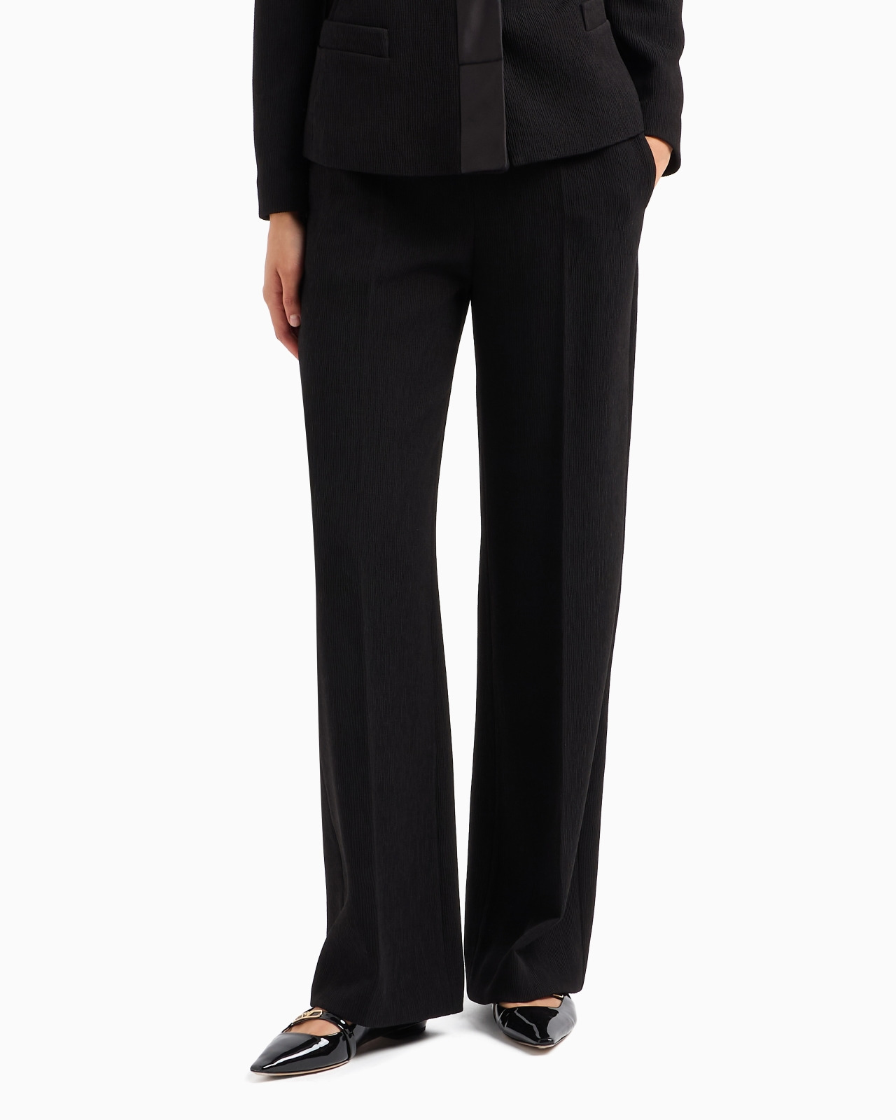 Trousers with elasticated waist, in ribbed, stretch technical fabric - 2
