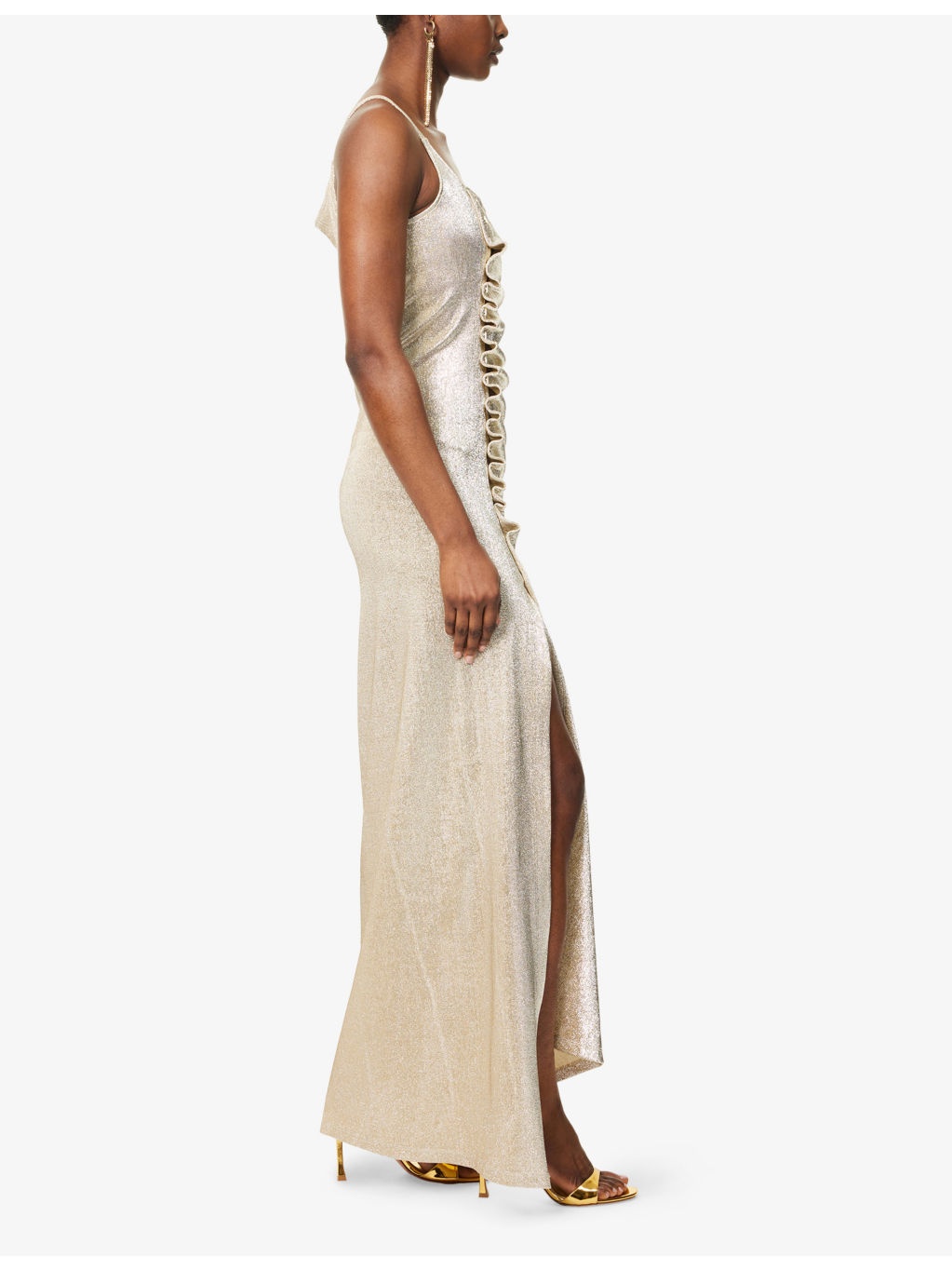 Scoop-neck ruched stretch-woven maxi dress - 3