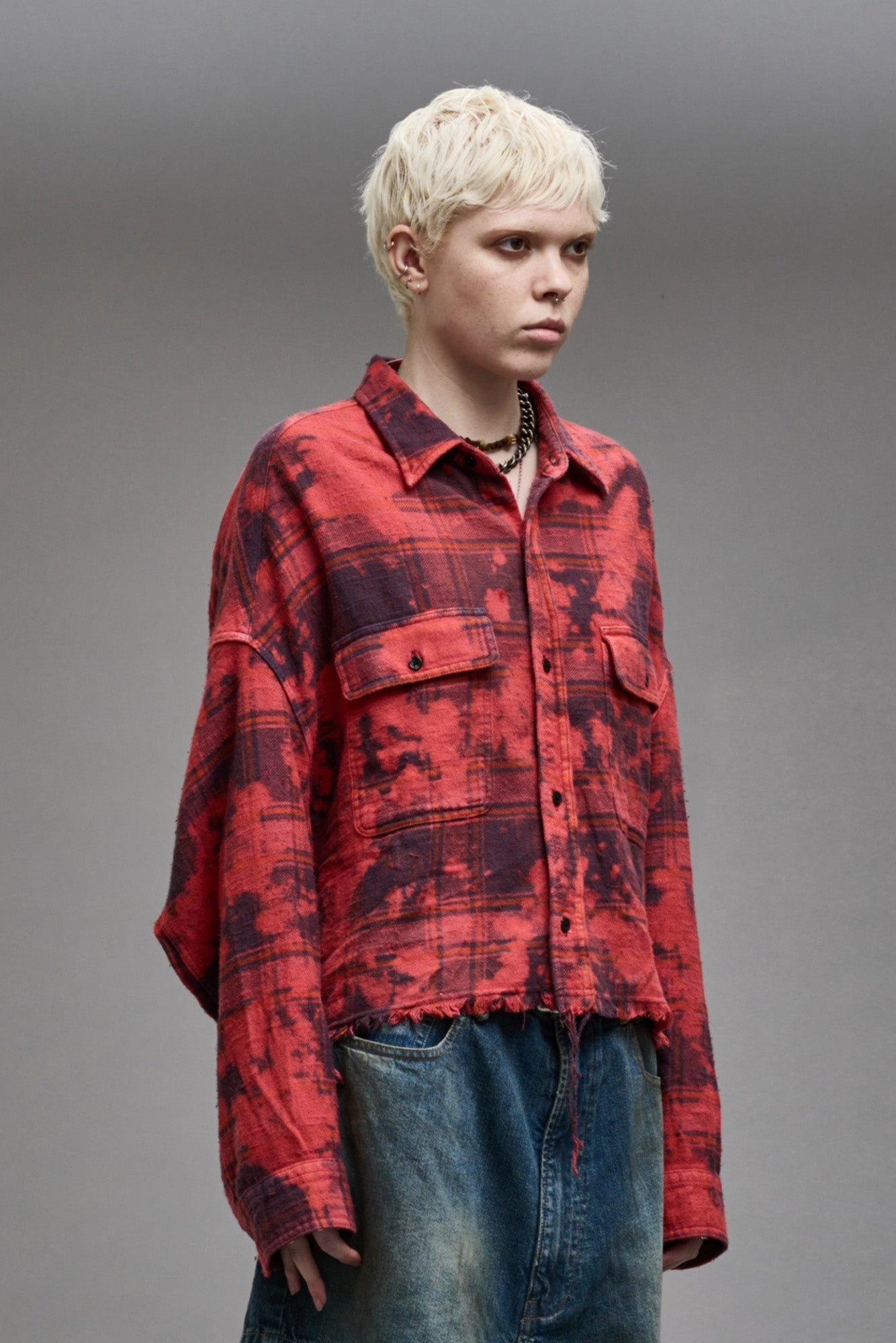CROPPED WORKSHIRT - DUSK RED PLAID - 5