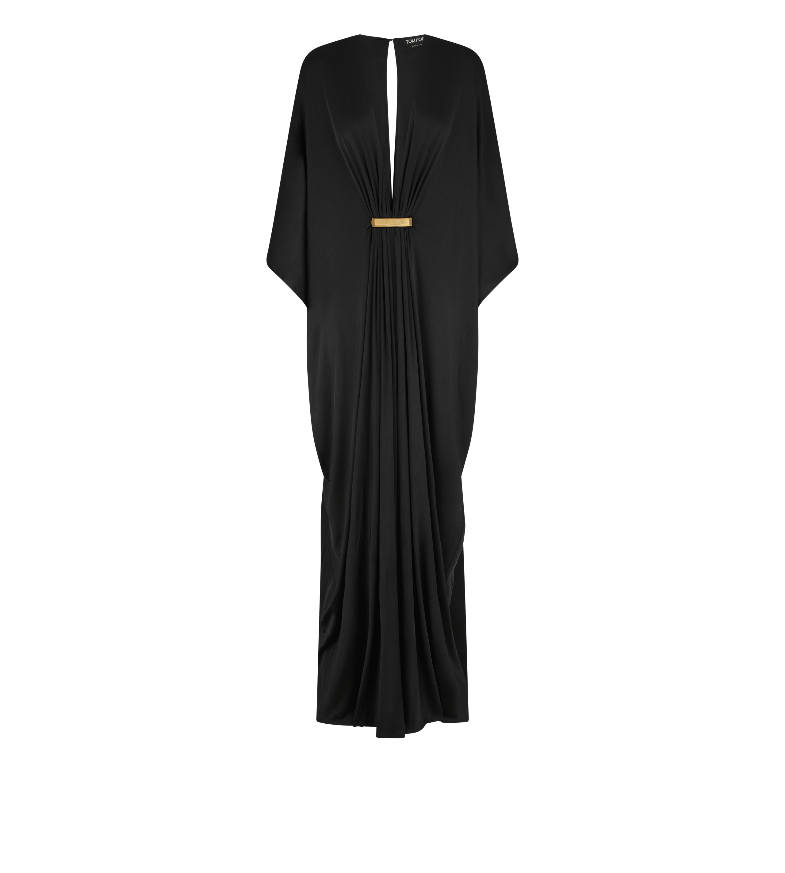 SATIN STRETCH JERSEY DEEP V-NECK KAFTAN - 1