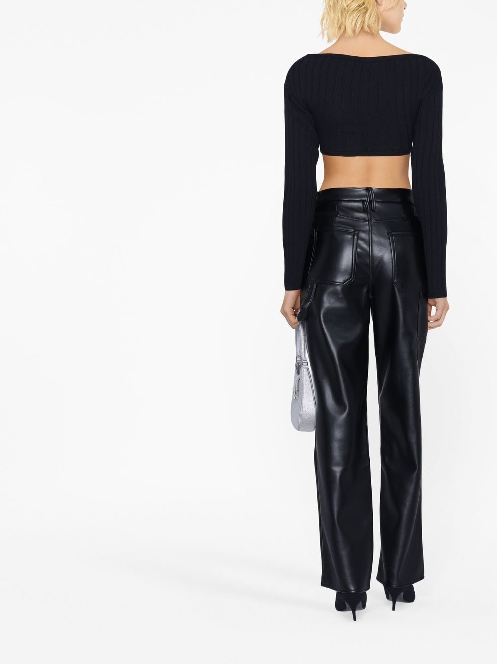 logo-chain cropped knitted top - 4