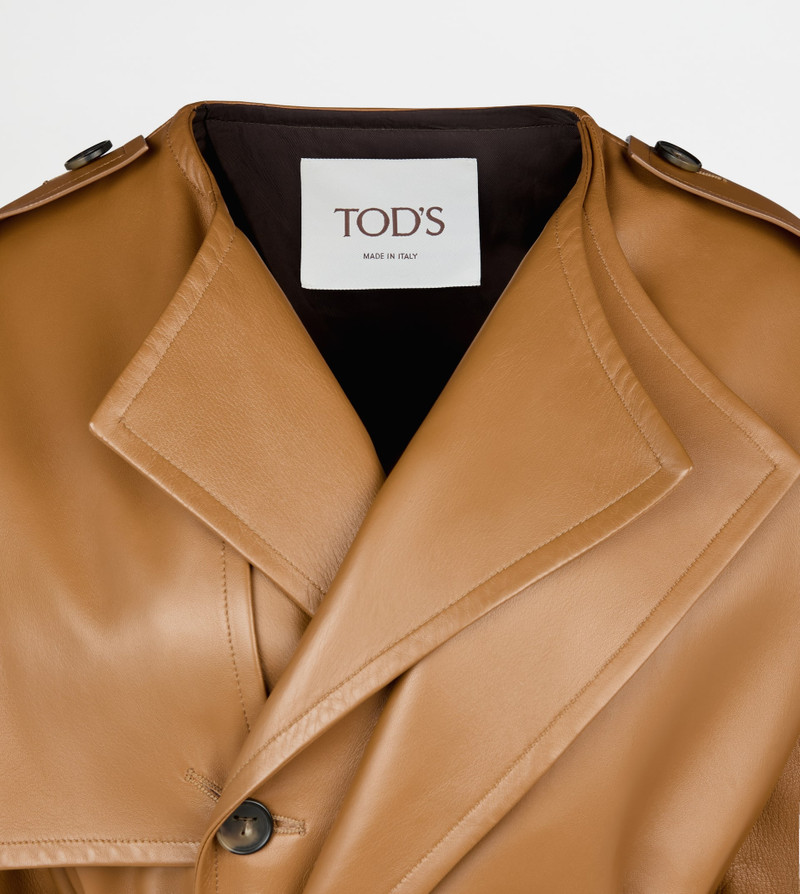 TRENCH COAT IN LEATHER RELAXED FIT - BROWN 7