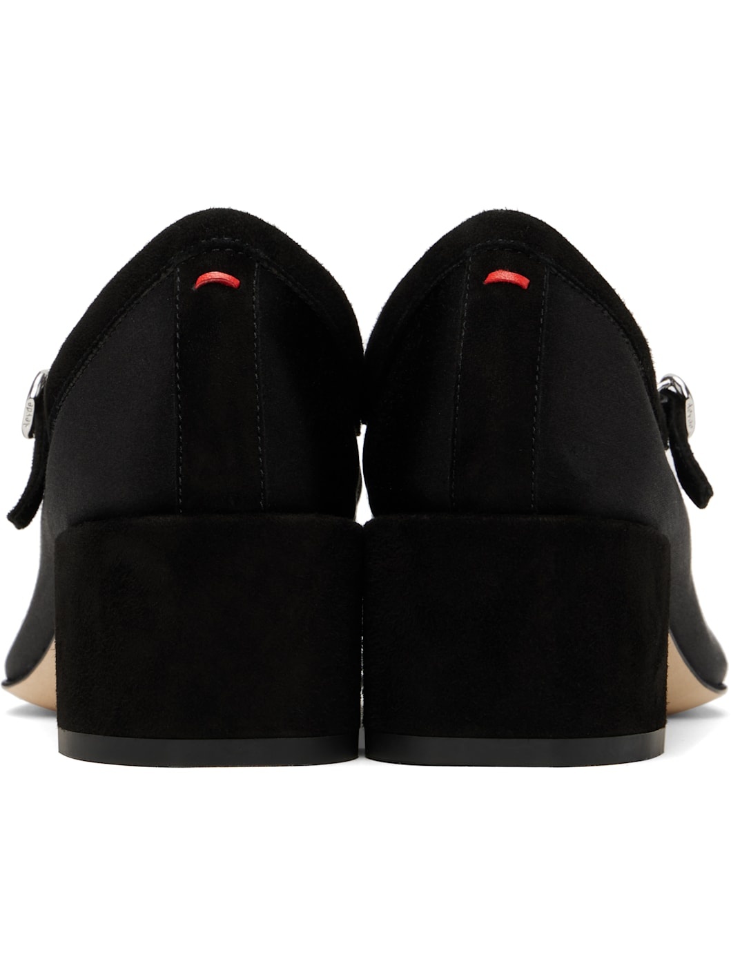 Black Aline Satin & Kid Suede Mary-Jane Heels - 2
