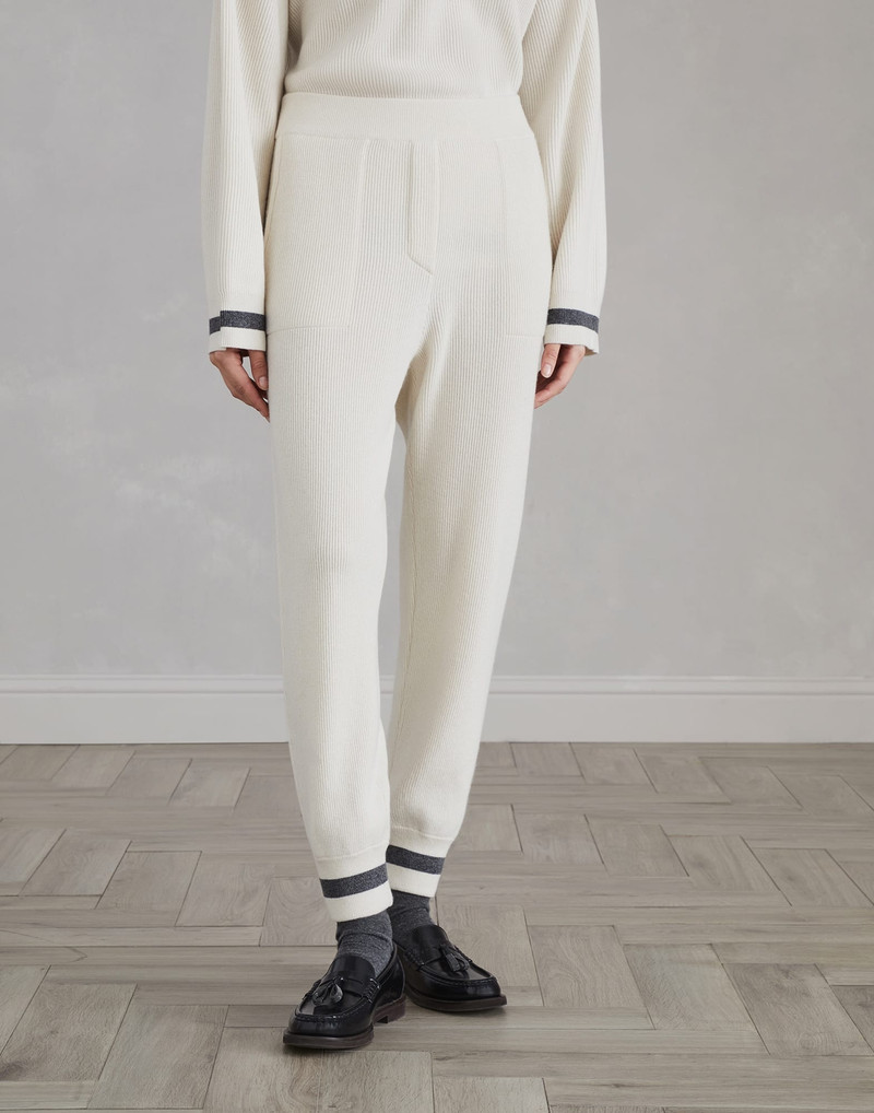 Cashmere English rib knit trousers - 1