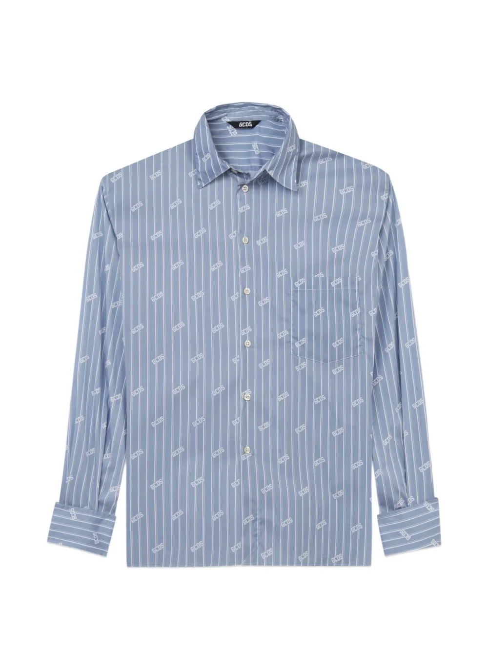 pinstripe logo-pattern shirt - 1