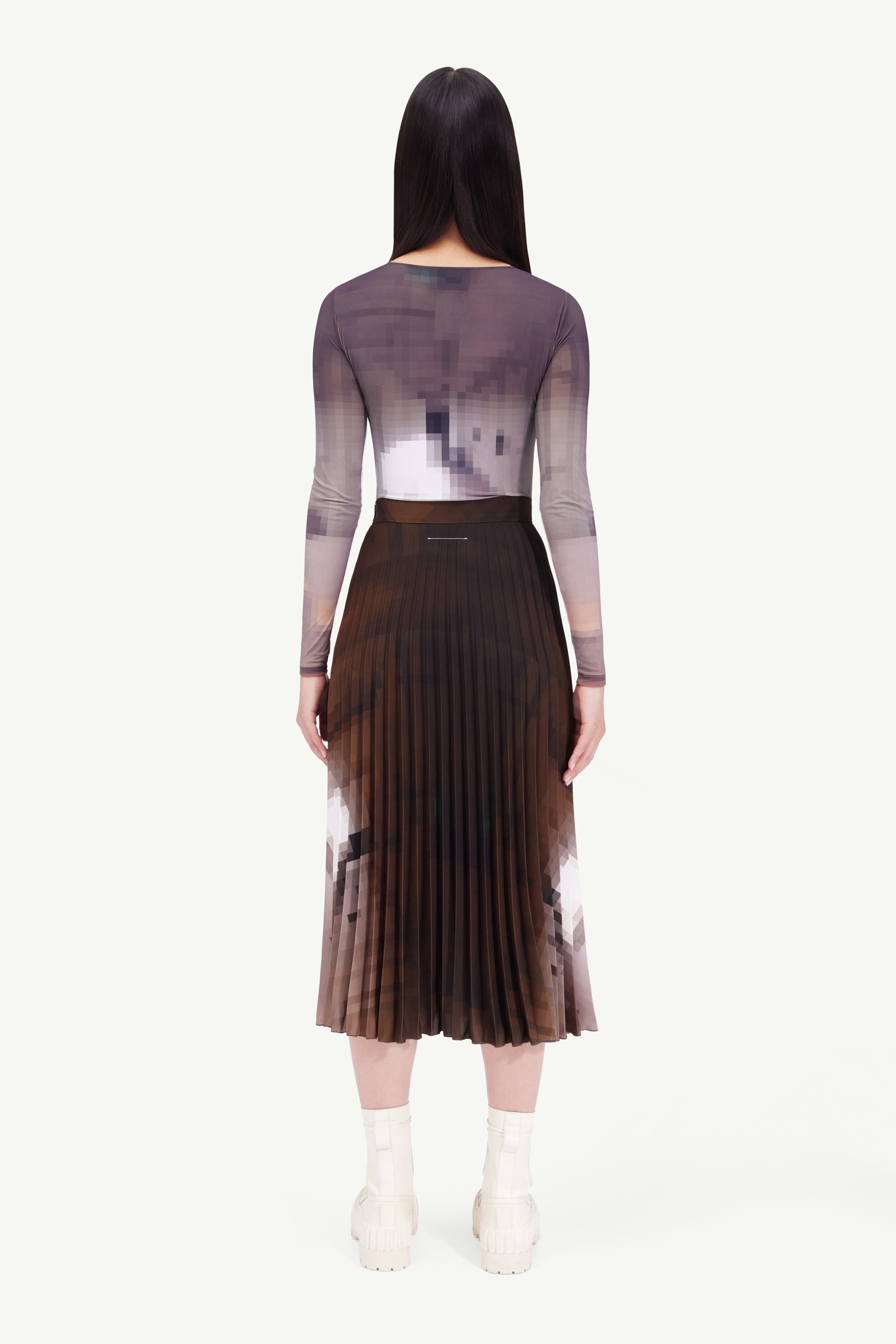 Pixelated pleated skirt - 4