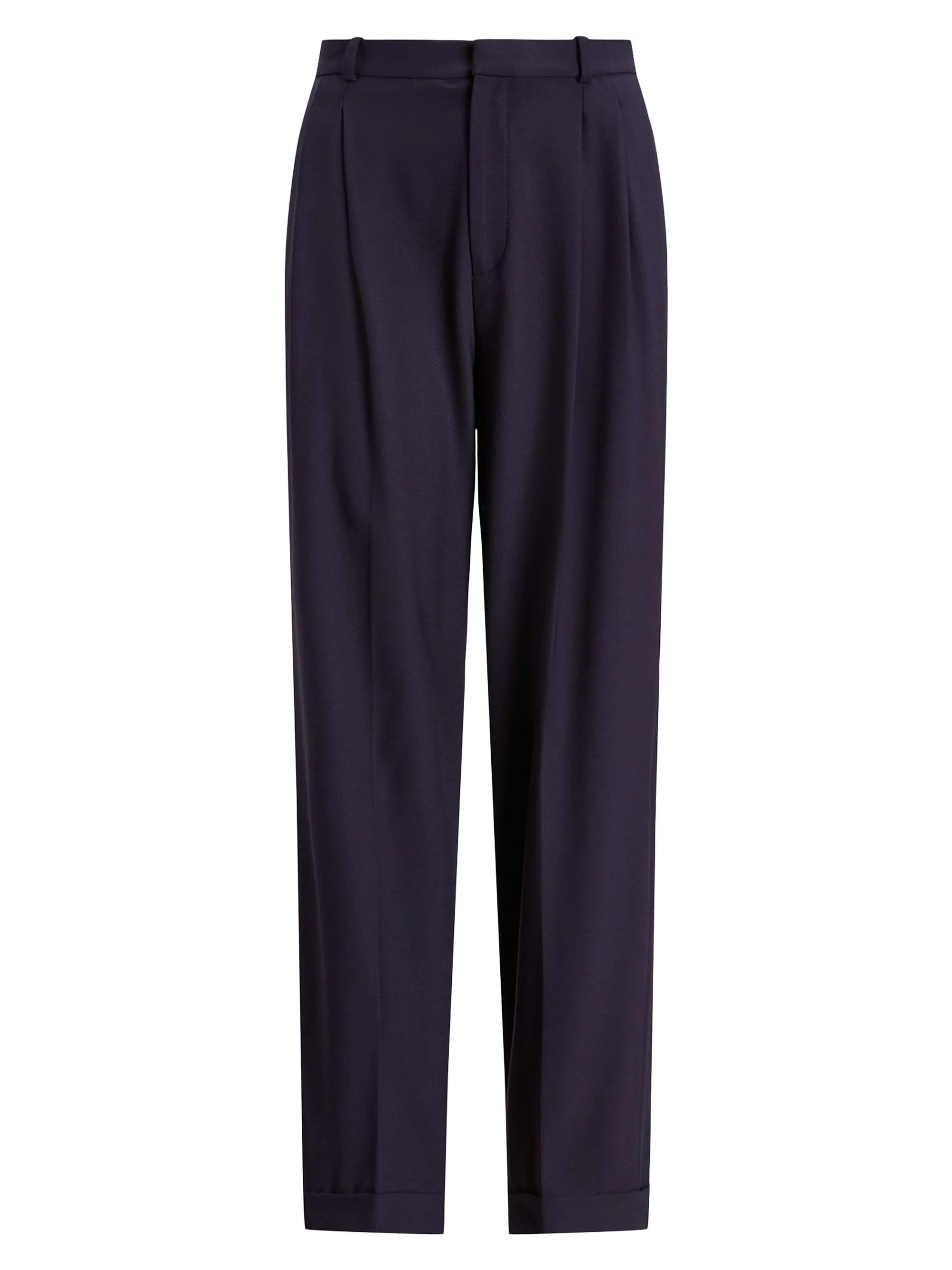 Women's Wool Straight-Leg Pants - Navy - 1