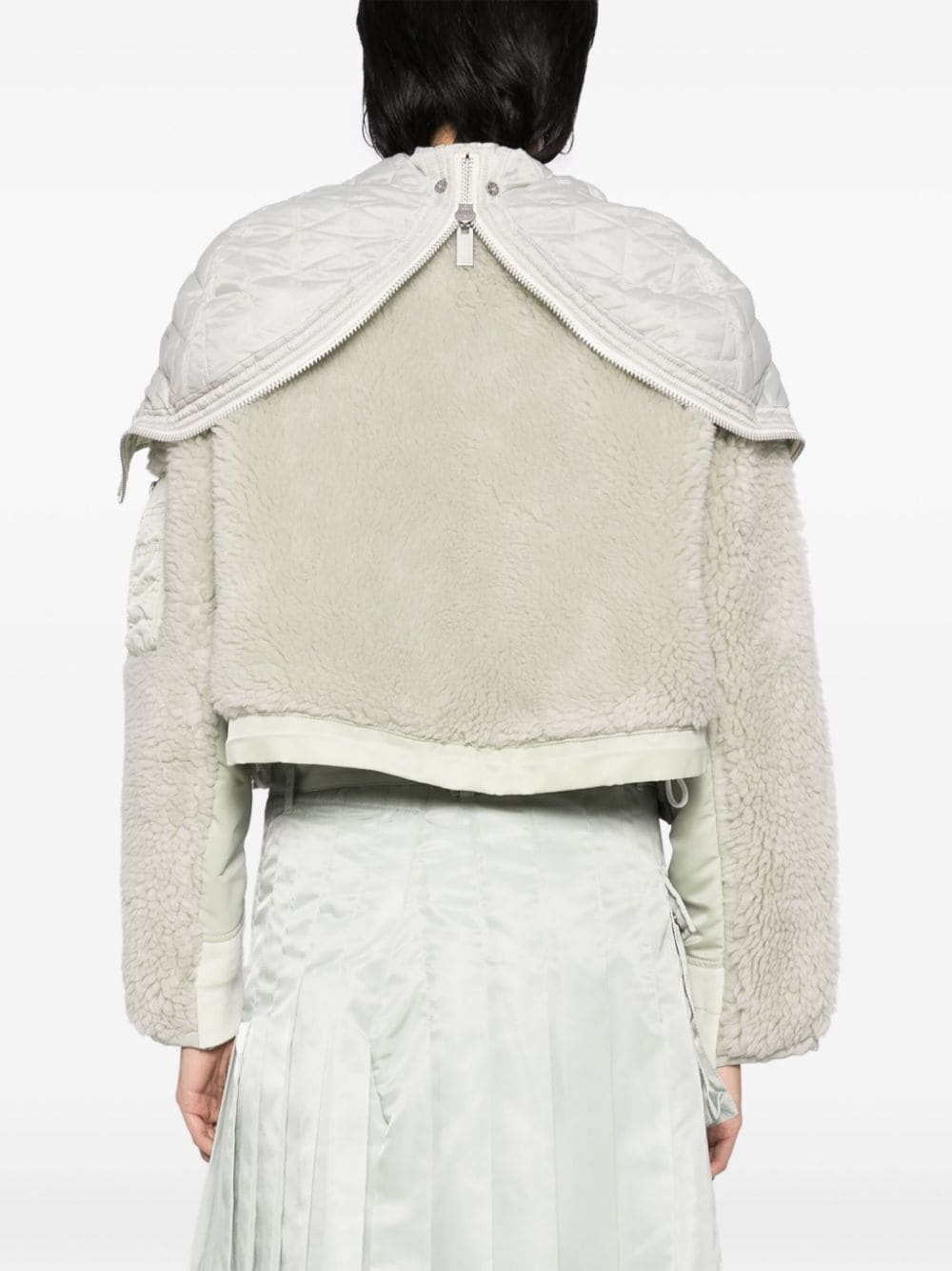 panelled-design fleece jacket - 4