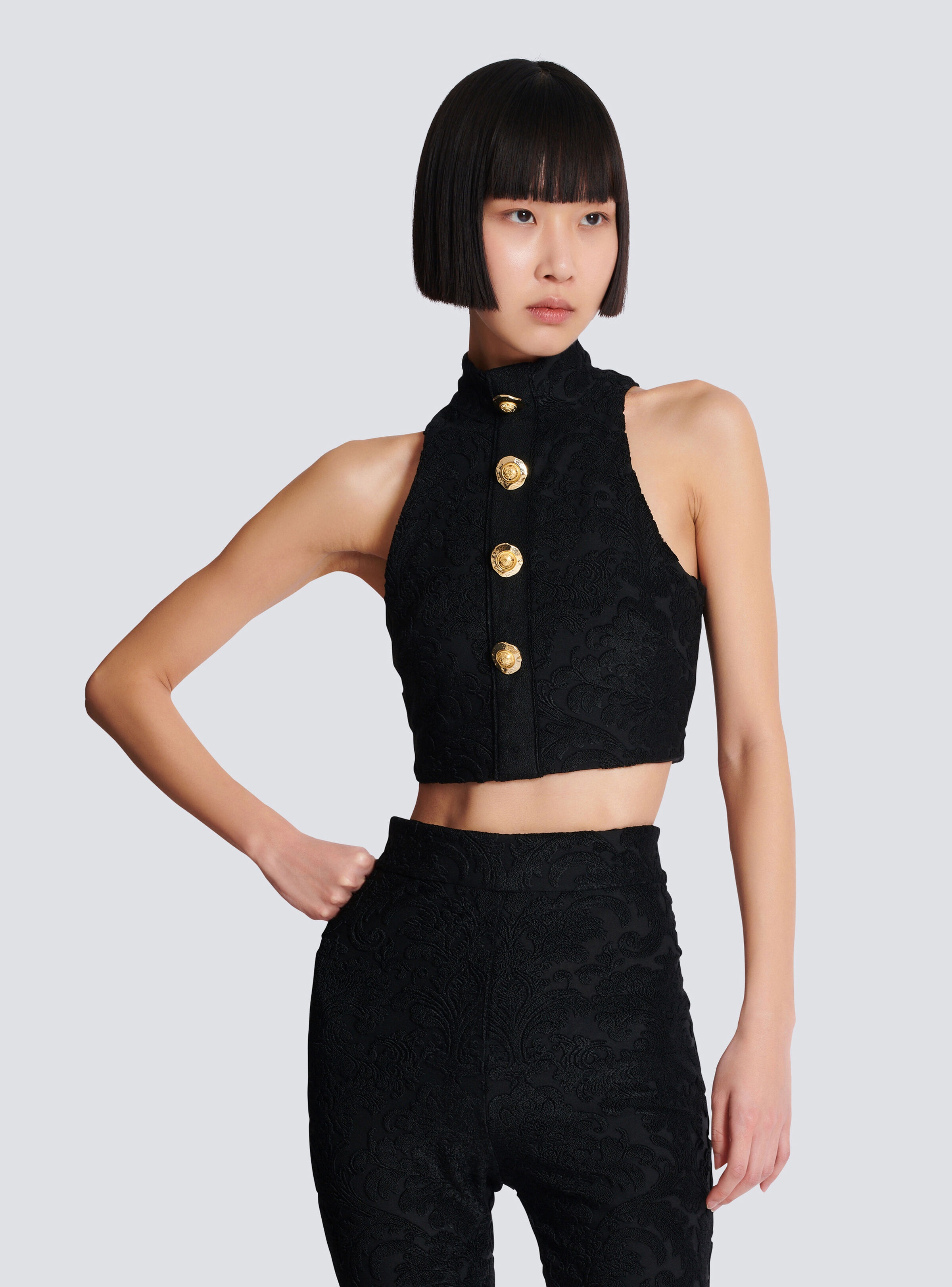 Baroque pattern buttoned top - 7