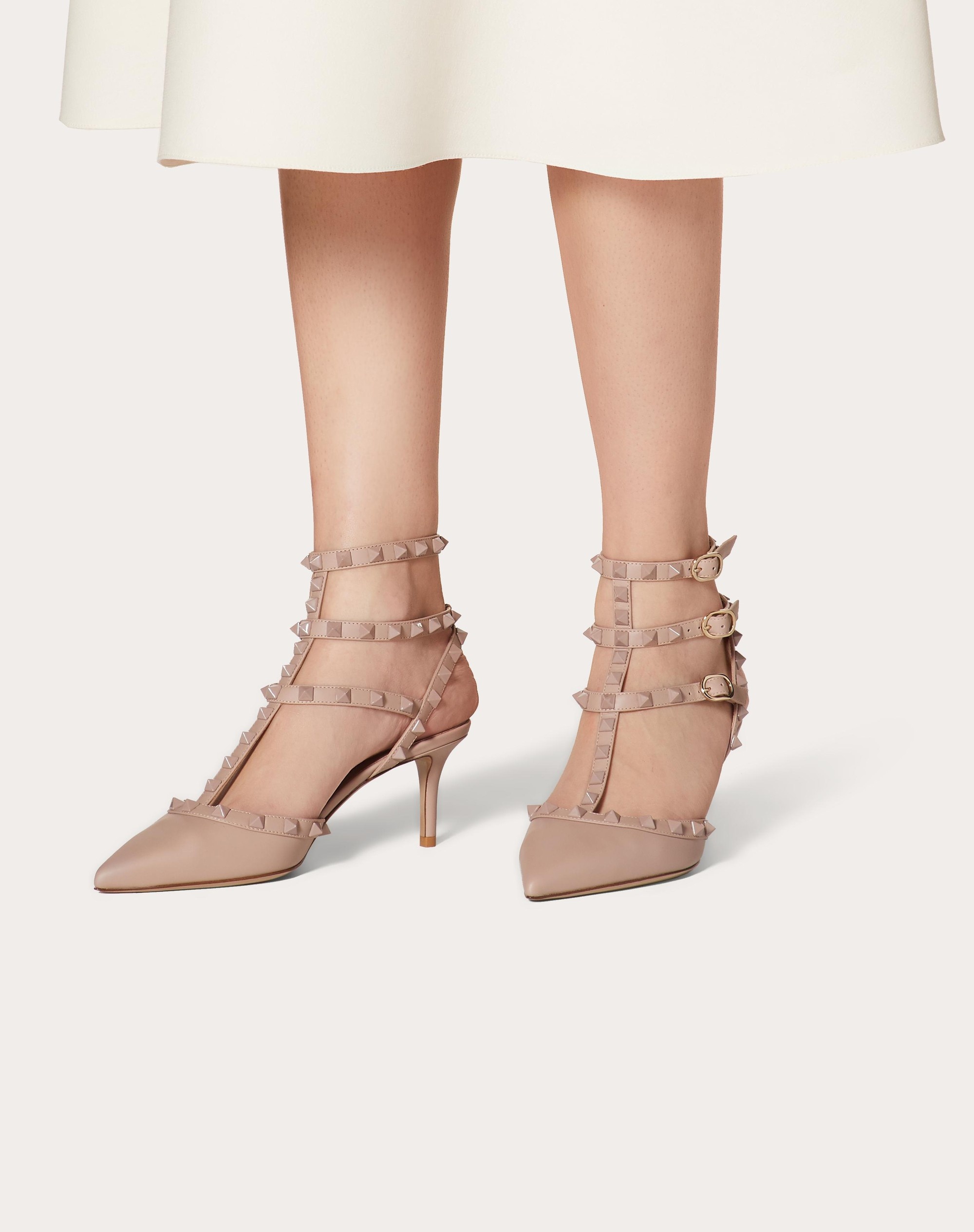 ROCKSTUD ANKLE STRAP PUMP WITH TONAL STUDS 65 MM - 6