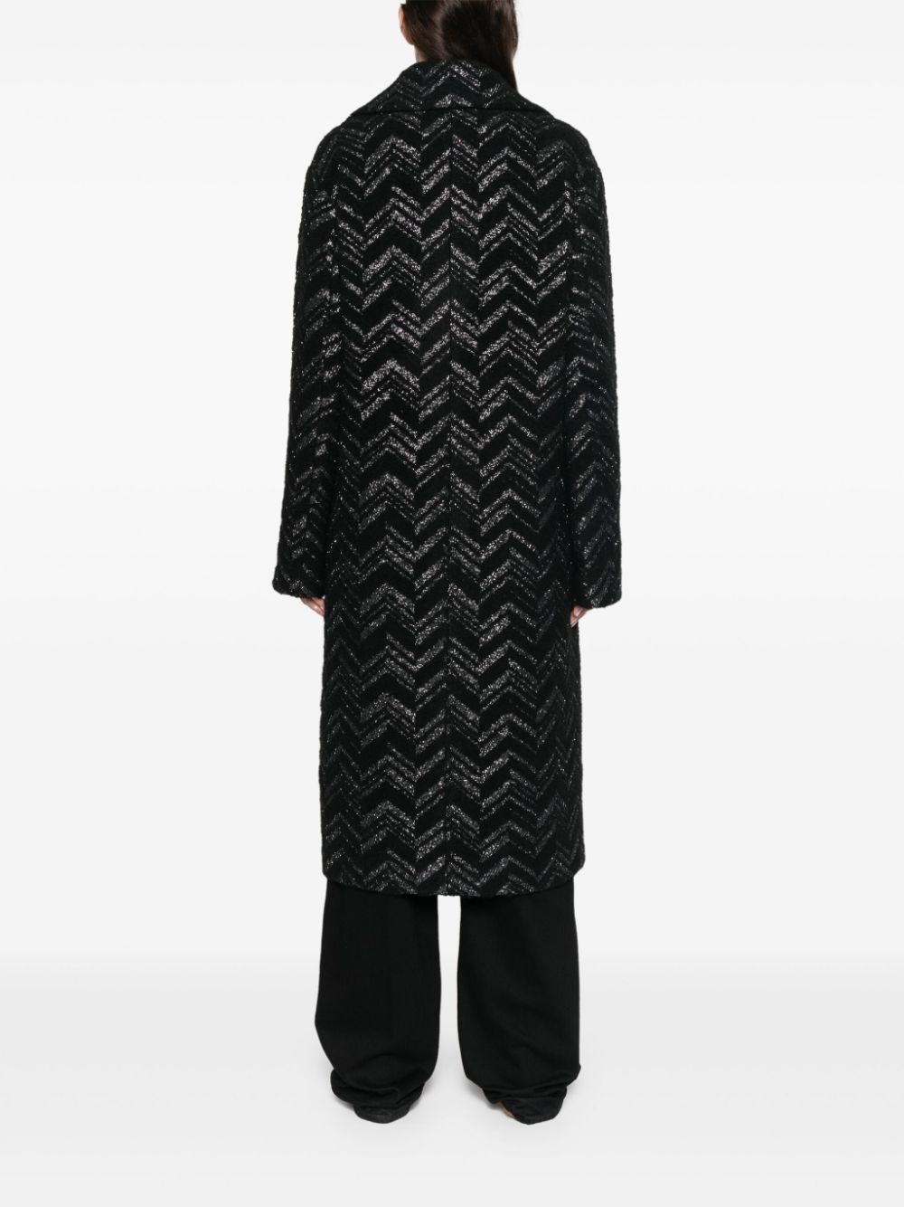 chevron bouclé coat - 4