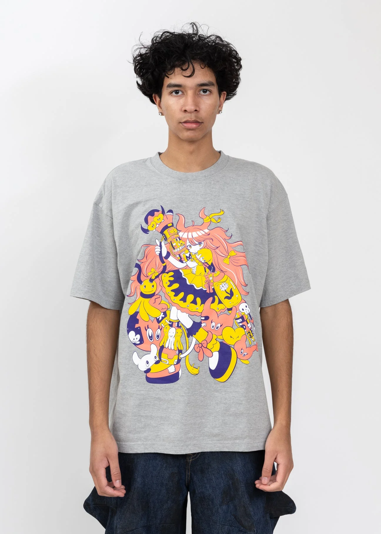 Grey Cyber Punk Girl T-Shirt - 1