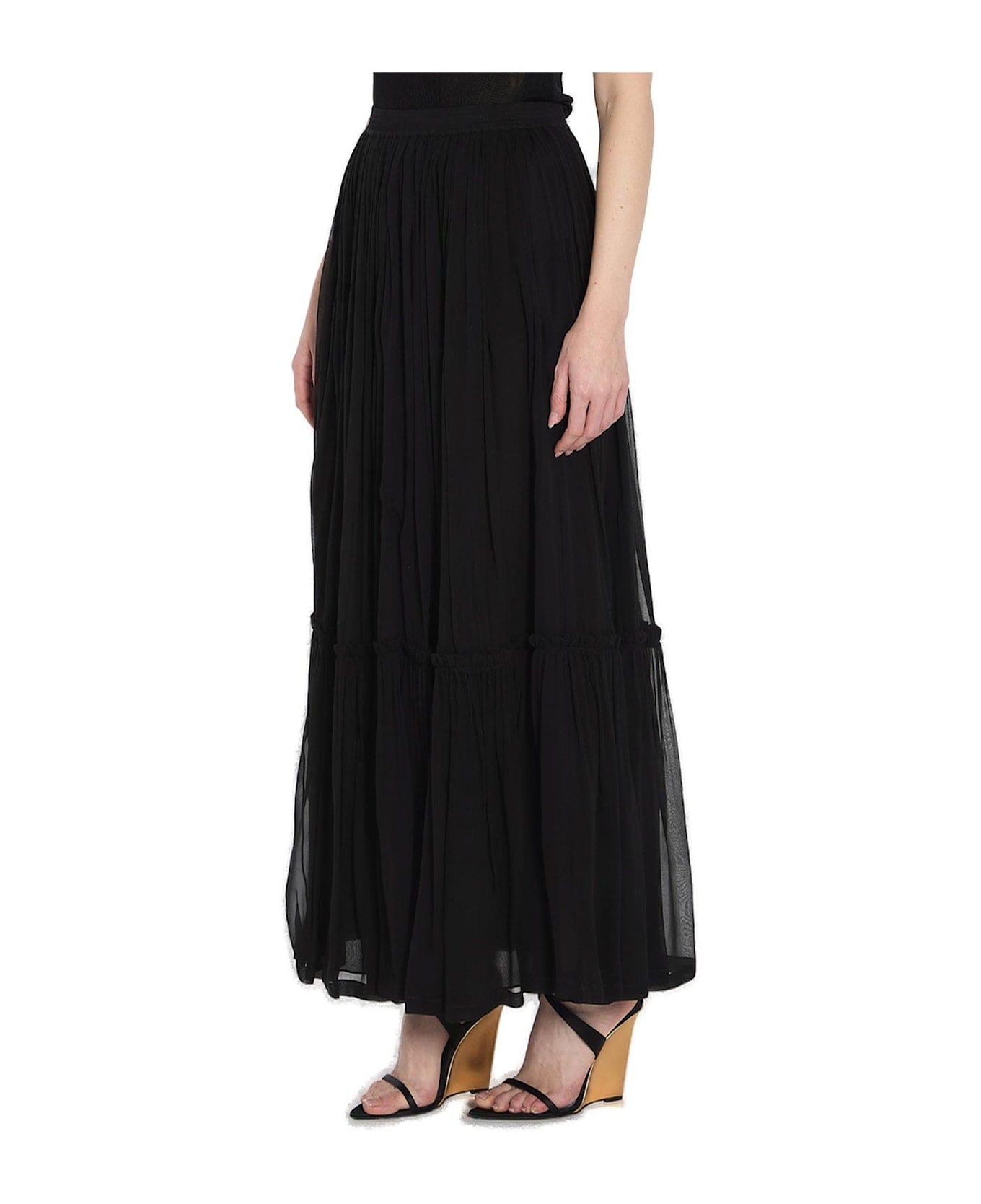 Ruffled High Waist Long Skirt - 3