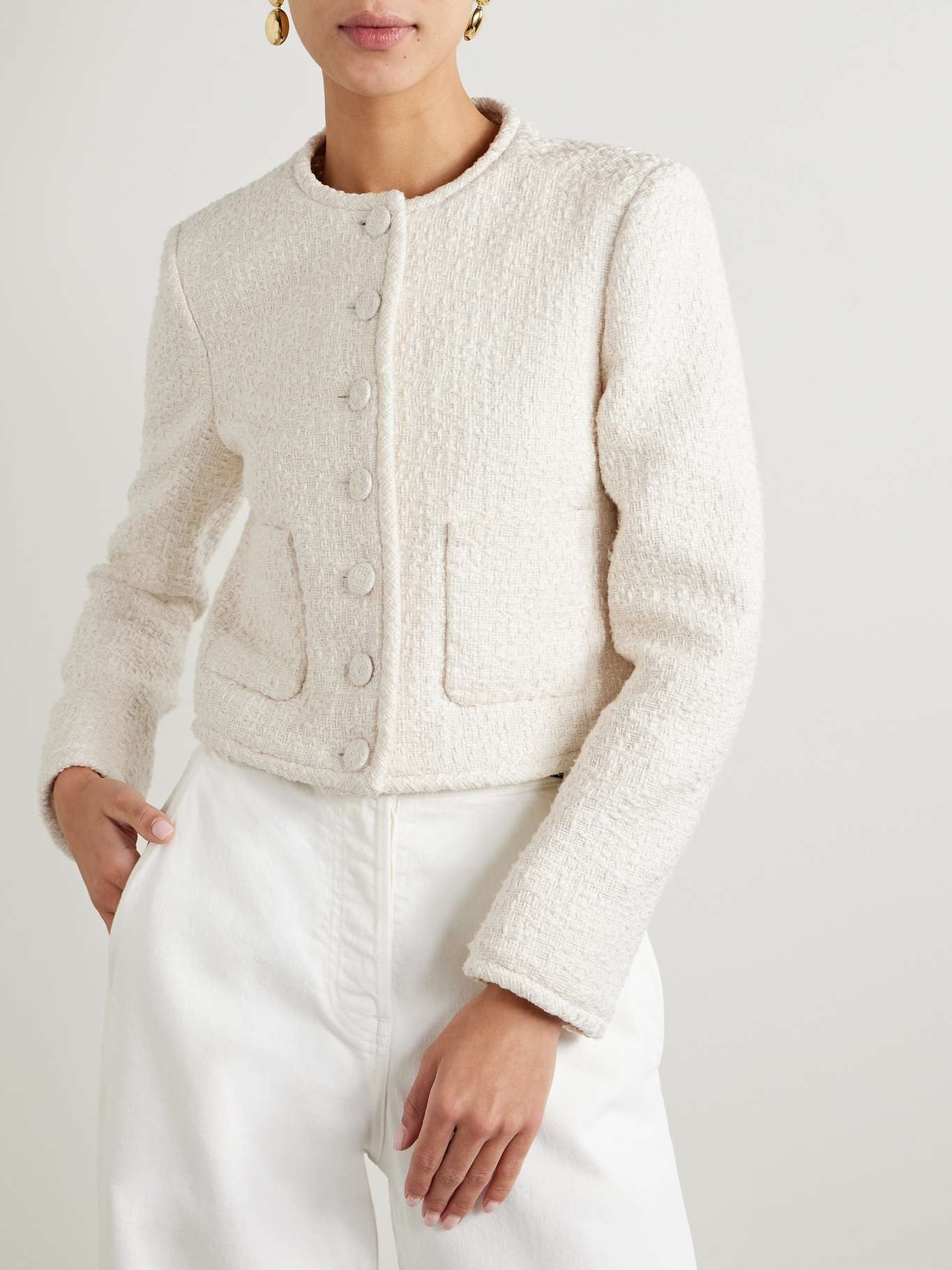 + NET SUSTAIN cropped organic cotton-tweed jacket - 3