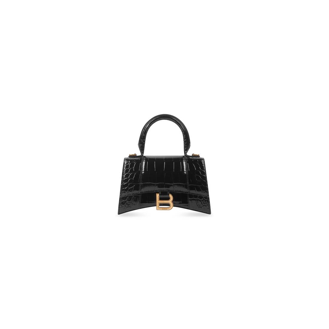 Women's Hourglass Xs Handbag Crocodile Embossed in Black - 1