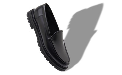 Manolo Blahnik Black Calf Leather Loafers outlook