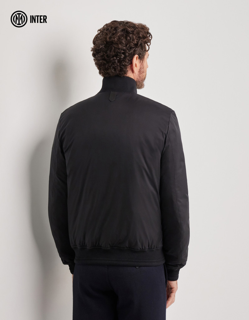 CARAMEL MIXED-MATERIAL ULTRALIGHT SUEDE BOMBER JACKET WITH KNIT INSERTS 162