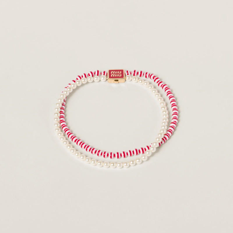 Metal and synthetic pearl choker 1