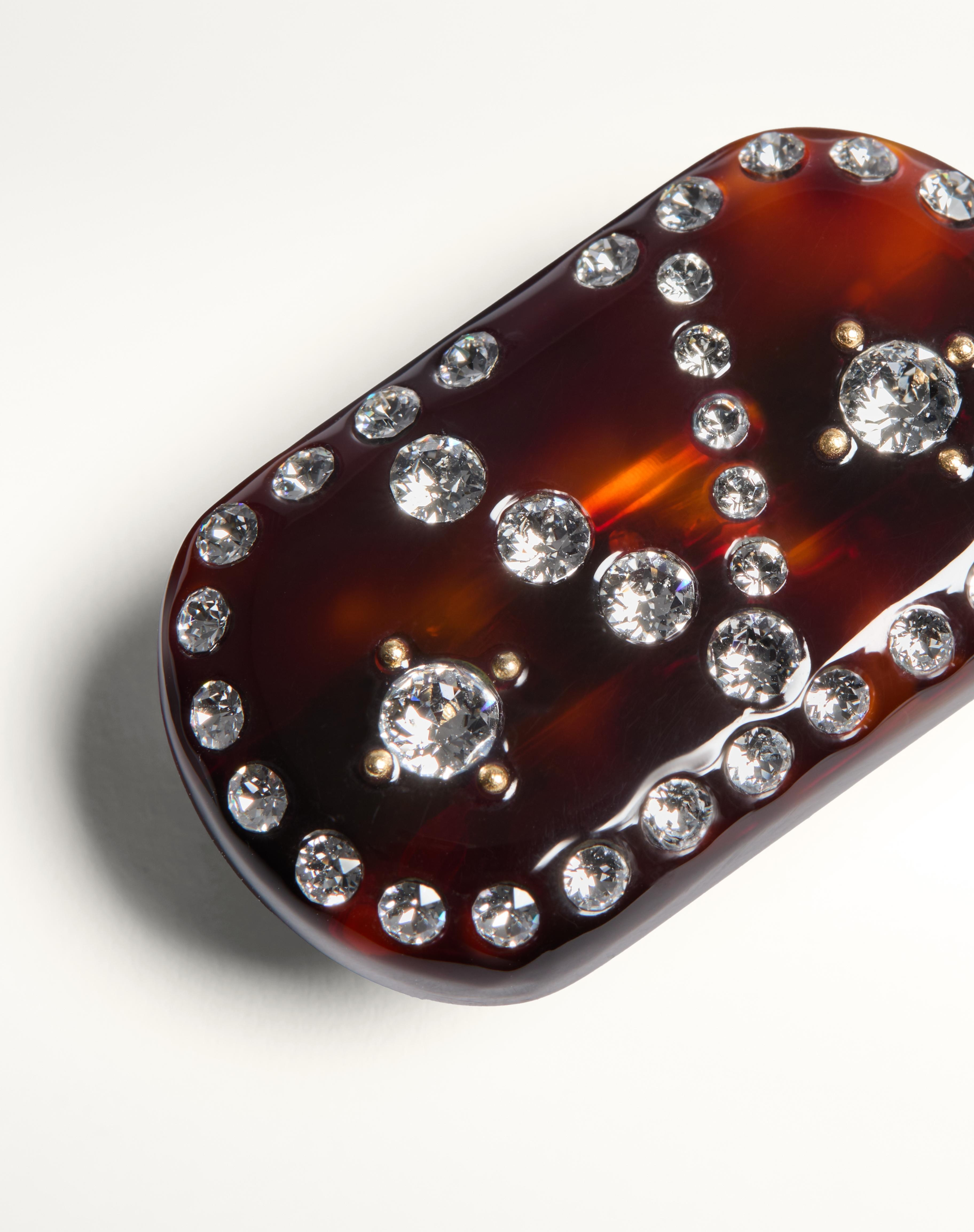 VLOGO SIGNATURE HAIR CLIP IN RESIN, METAL AND CRYSTALS - 3