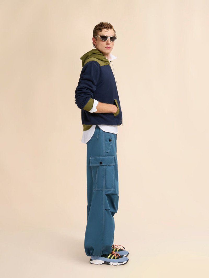 DEEP BLUE COTTON SWEATSHIRT WITH CONTRAST ACCENTS 5