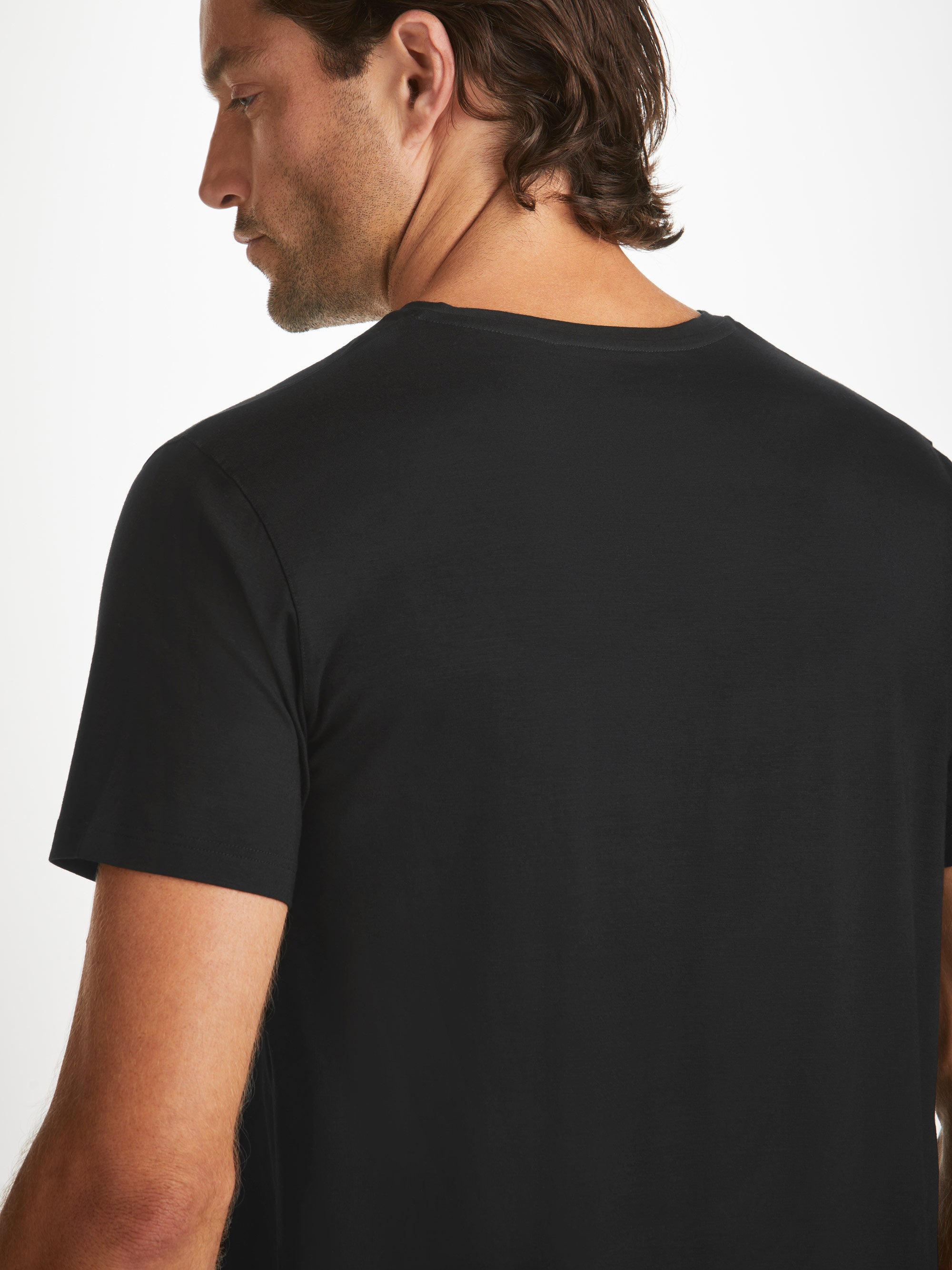 Men's V-Neck T-Shirt Basel Micro Modal Stretch Black - 6