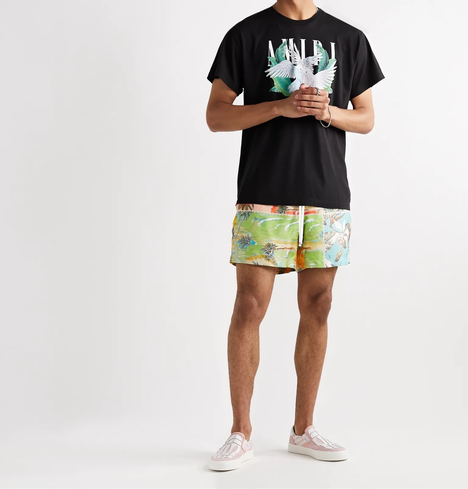 Printed Silk-Twill Drawstring Shorts - 2