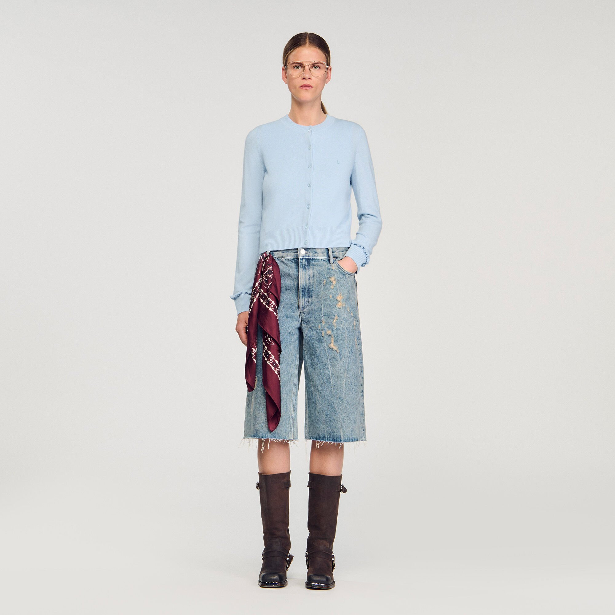 RUFFLED CARDIGAN - 1