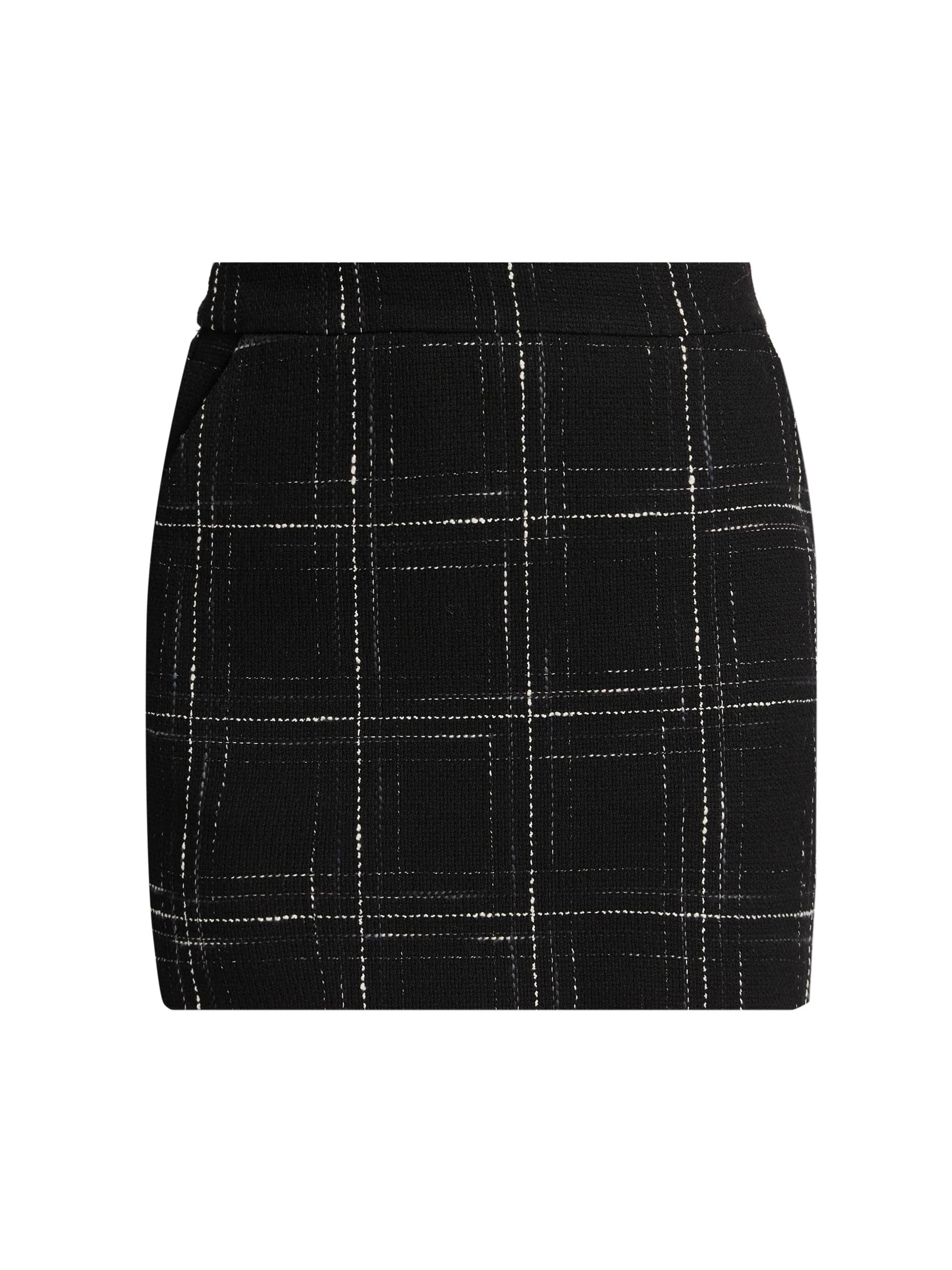 Women's Kendra Windowpane Tweed Miniskirt - Black White - 1