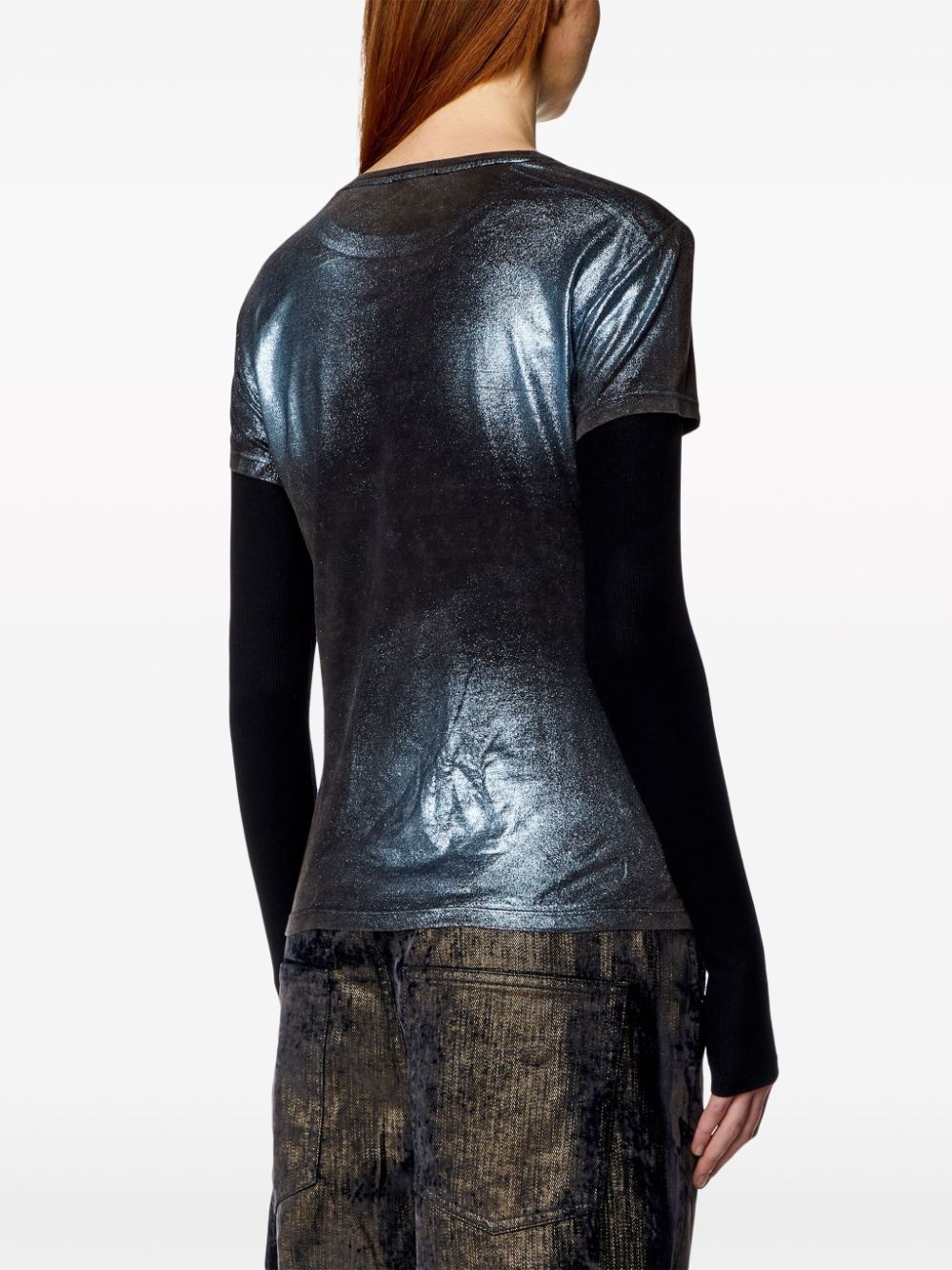 T-Miwa layered acid-wash T-shirt - 4