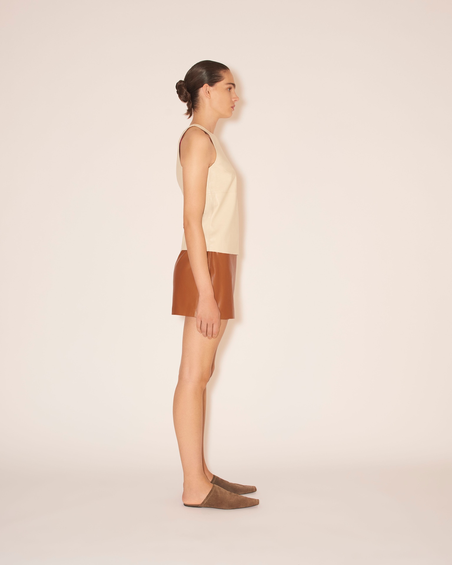SVANA - OKOBOR™ alt-leather wrap mini skirt - Tobacco - 5