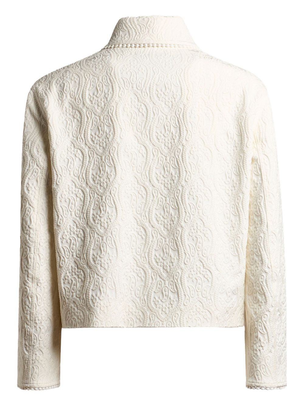 brocade trim-detail cropped jacket - 2