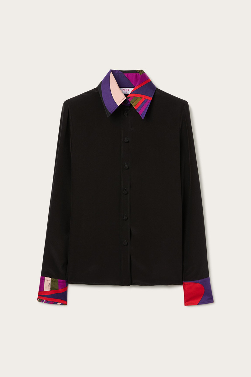 CRÊPE DE CHINE SHIRT WITH PRINTED DETAILS 1