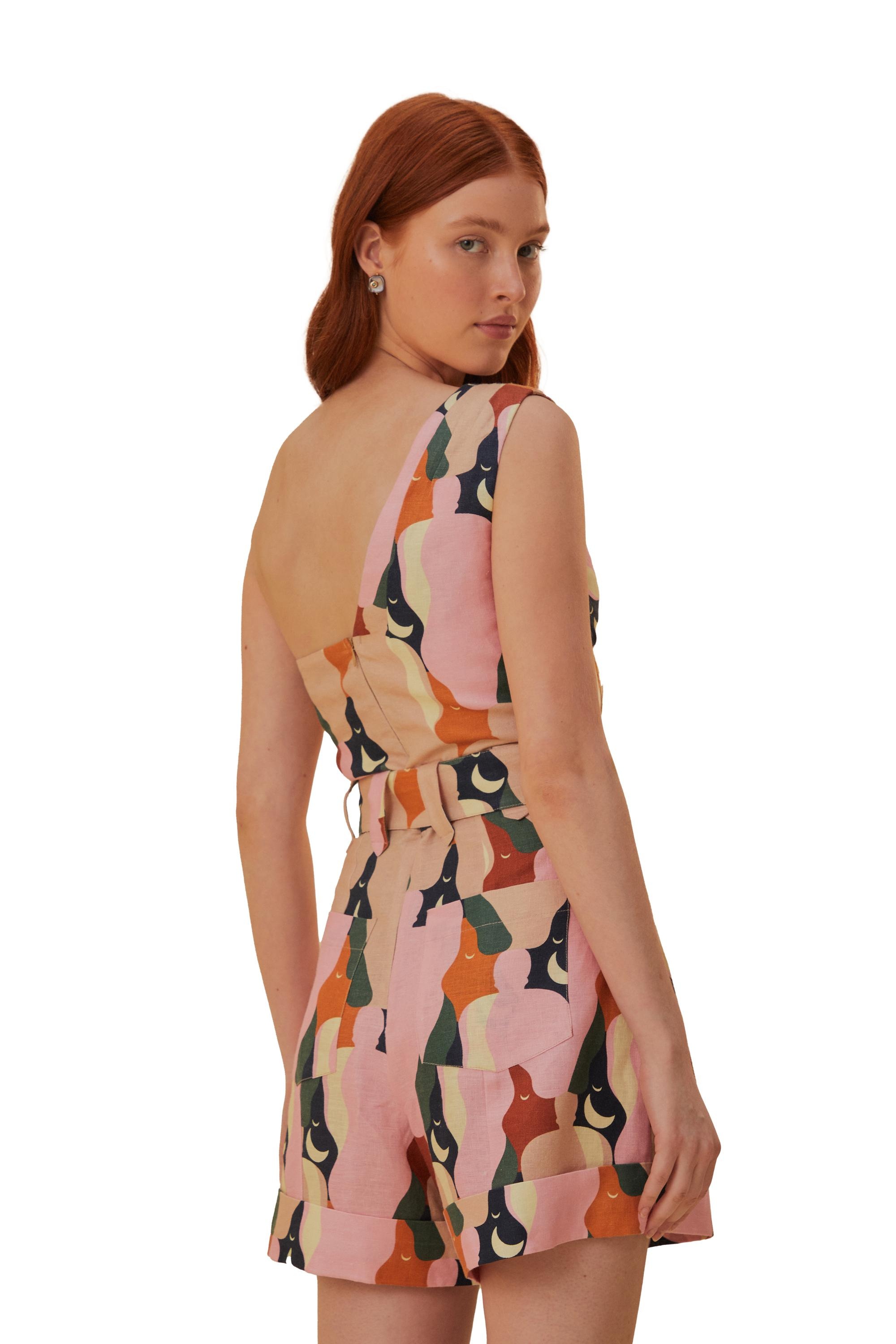 Kiss Multicolour One-Shoulder Romper - 3