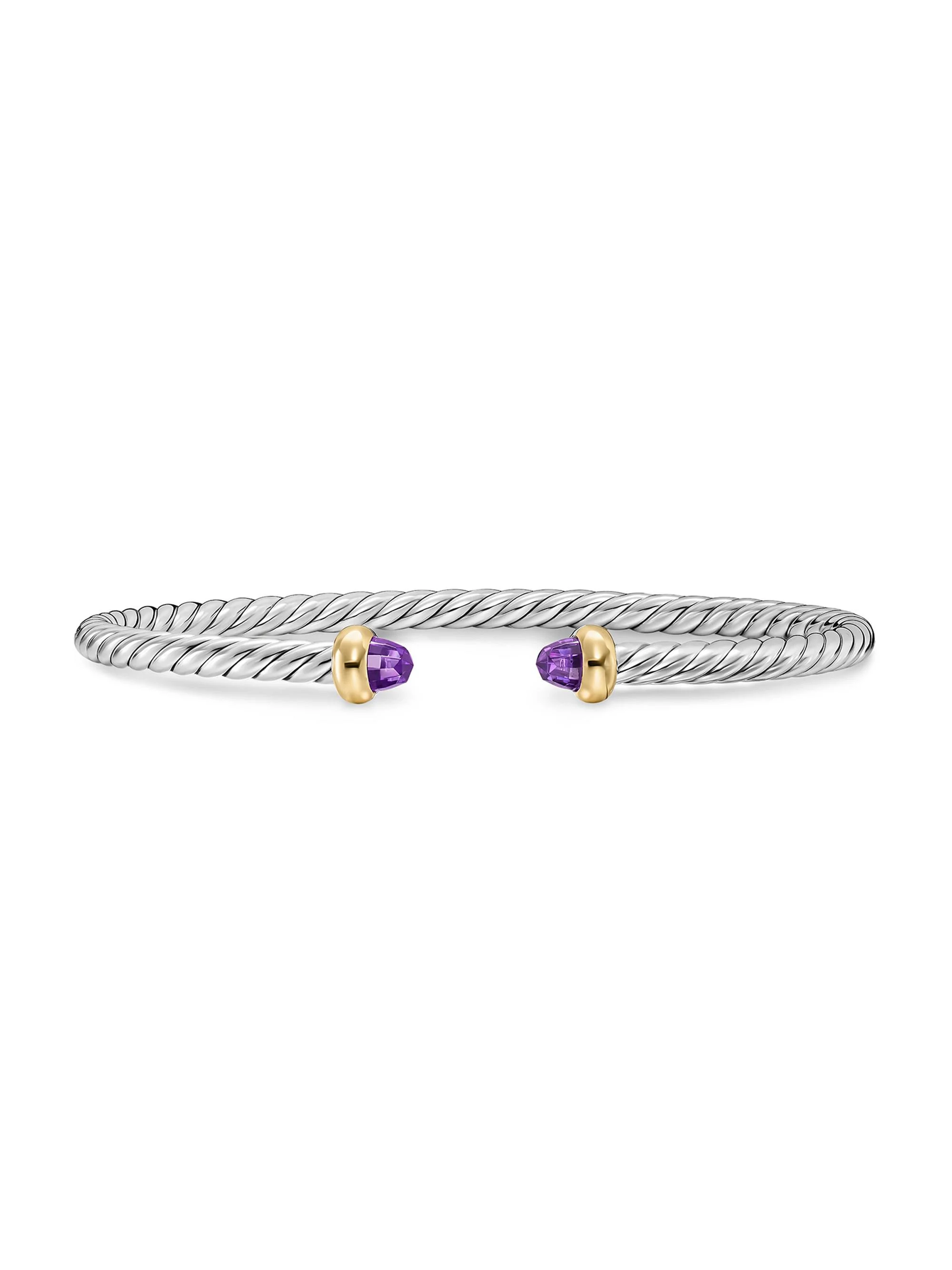 Women's Micro Cable Flex Teen Bracelet in Sterling Silver - Amethyst - 1