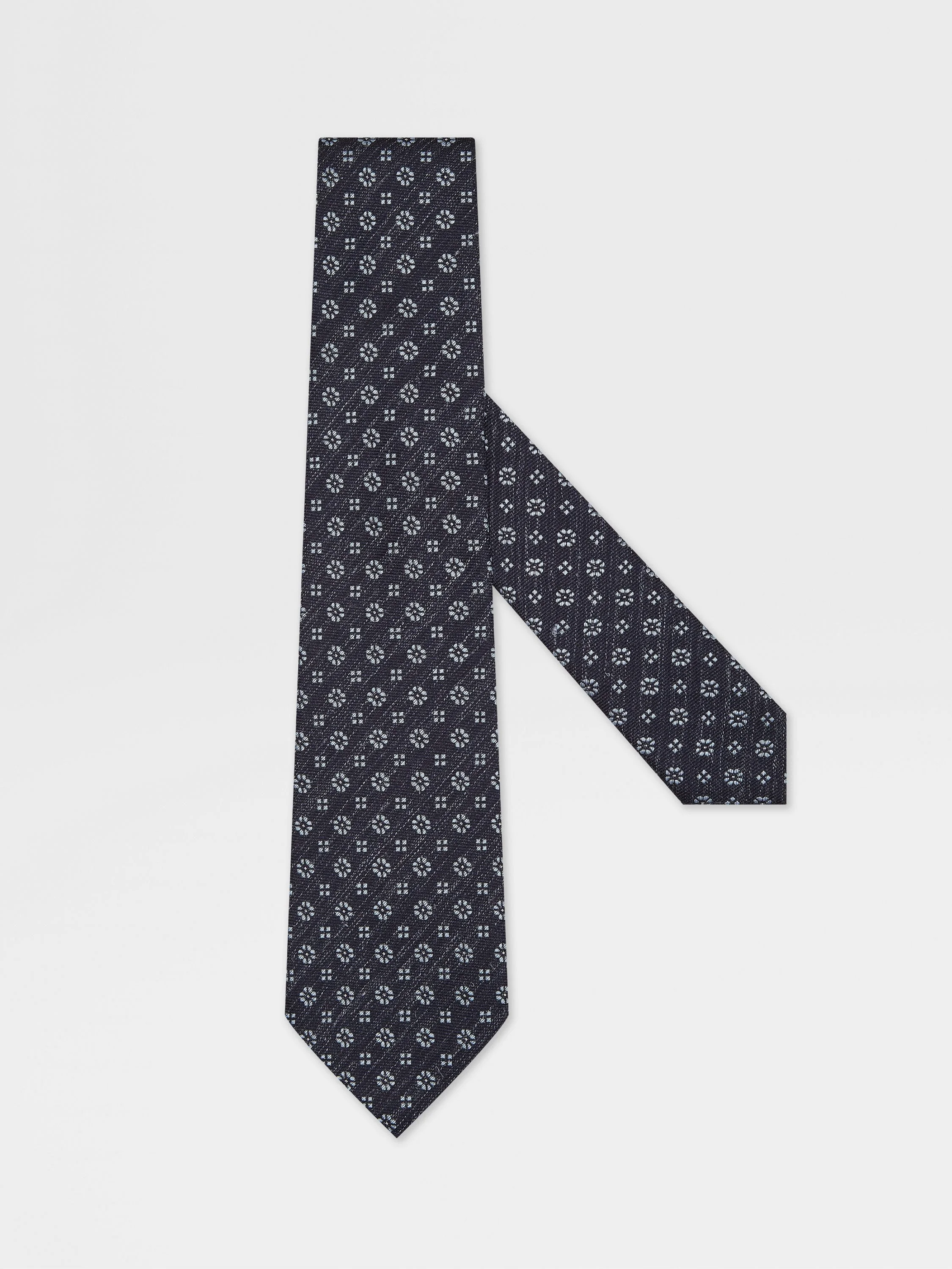 NAVY BLUE SILK AND LINEN TIE - 1