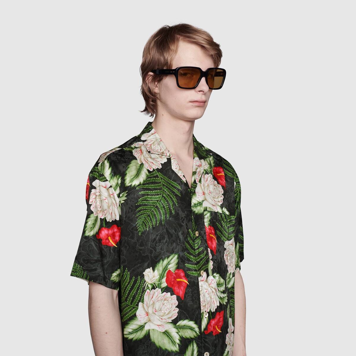 Hawaiian print bowling shirt - 5