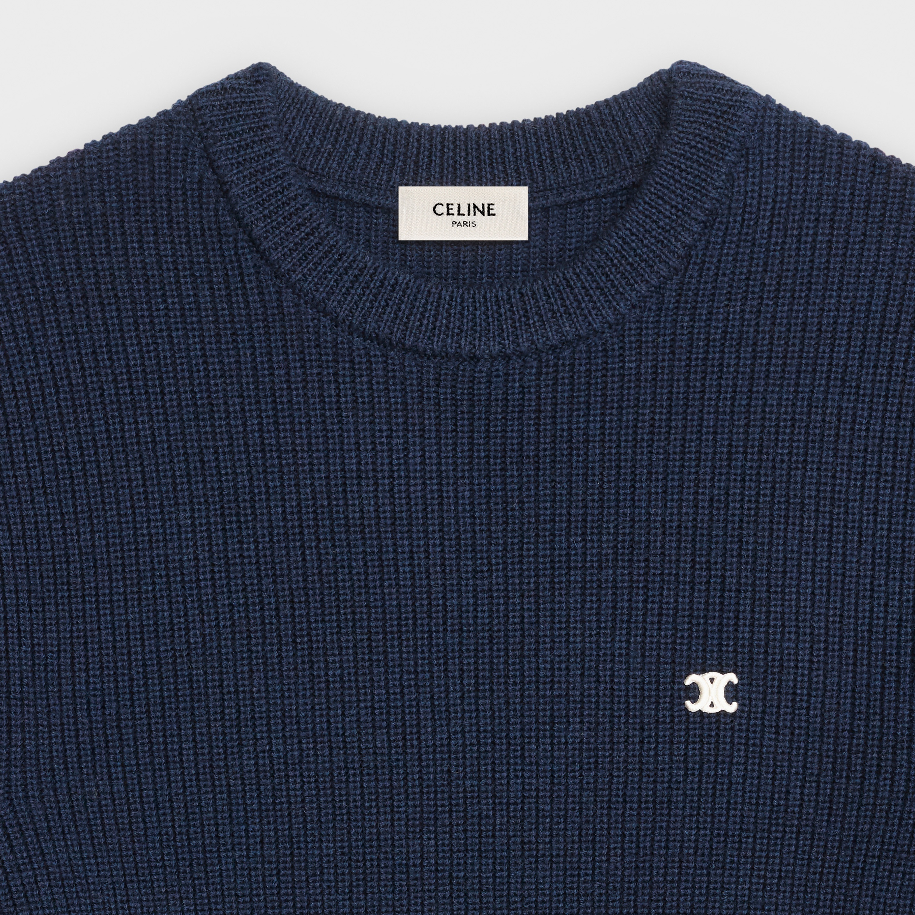 CREW NECK SWEATER IN 'TRIOMPHE' RIBBED WOOL - 3