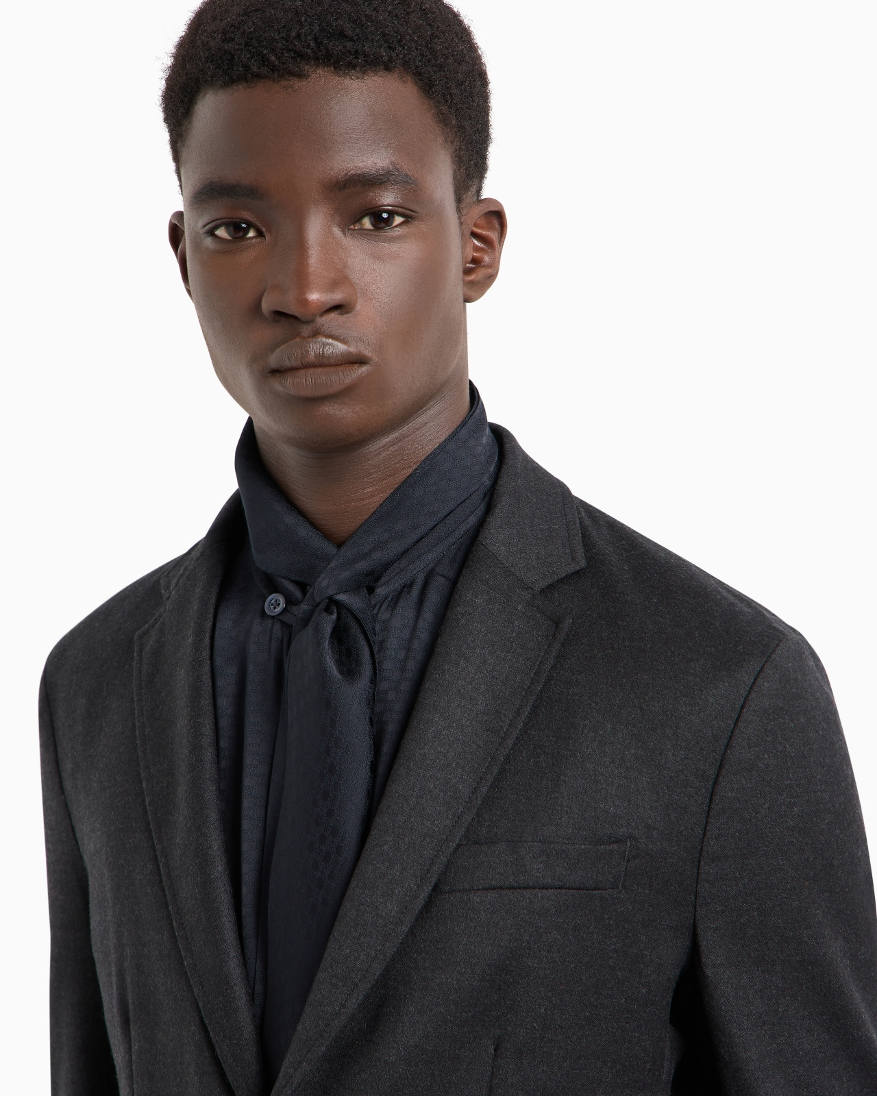 Single-breasted jacket in stretch virgin wool flannel - 5