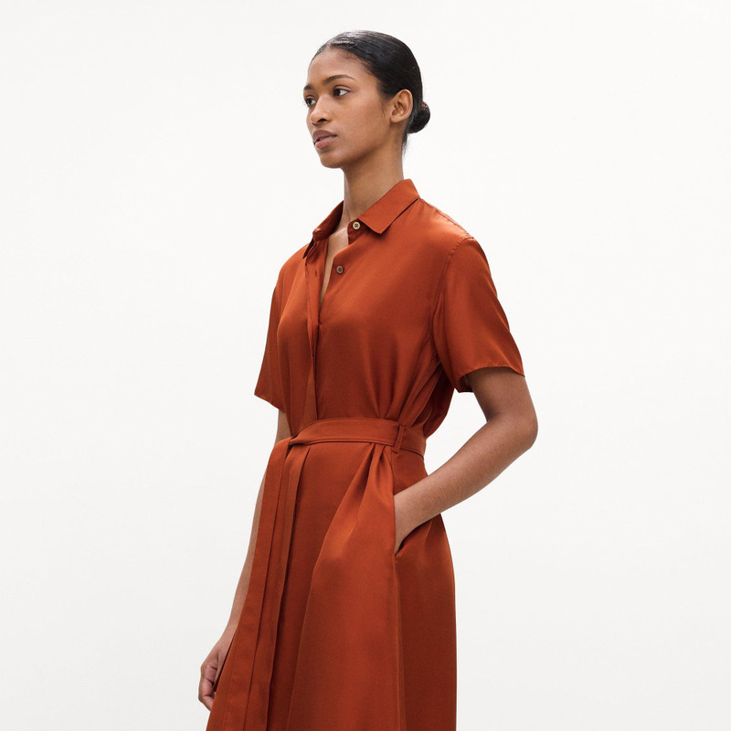 Belted Shirt Dress in Mod Silk Twill 4