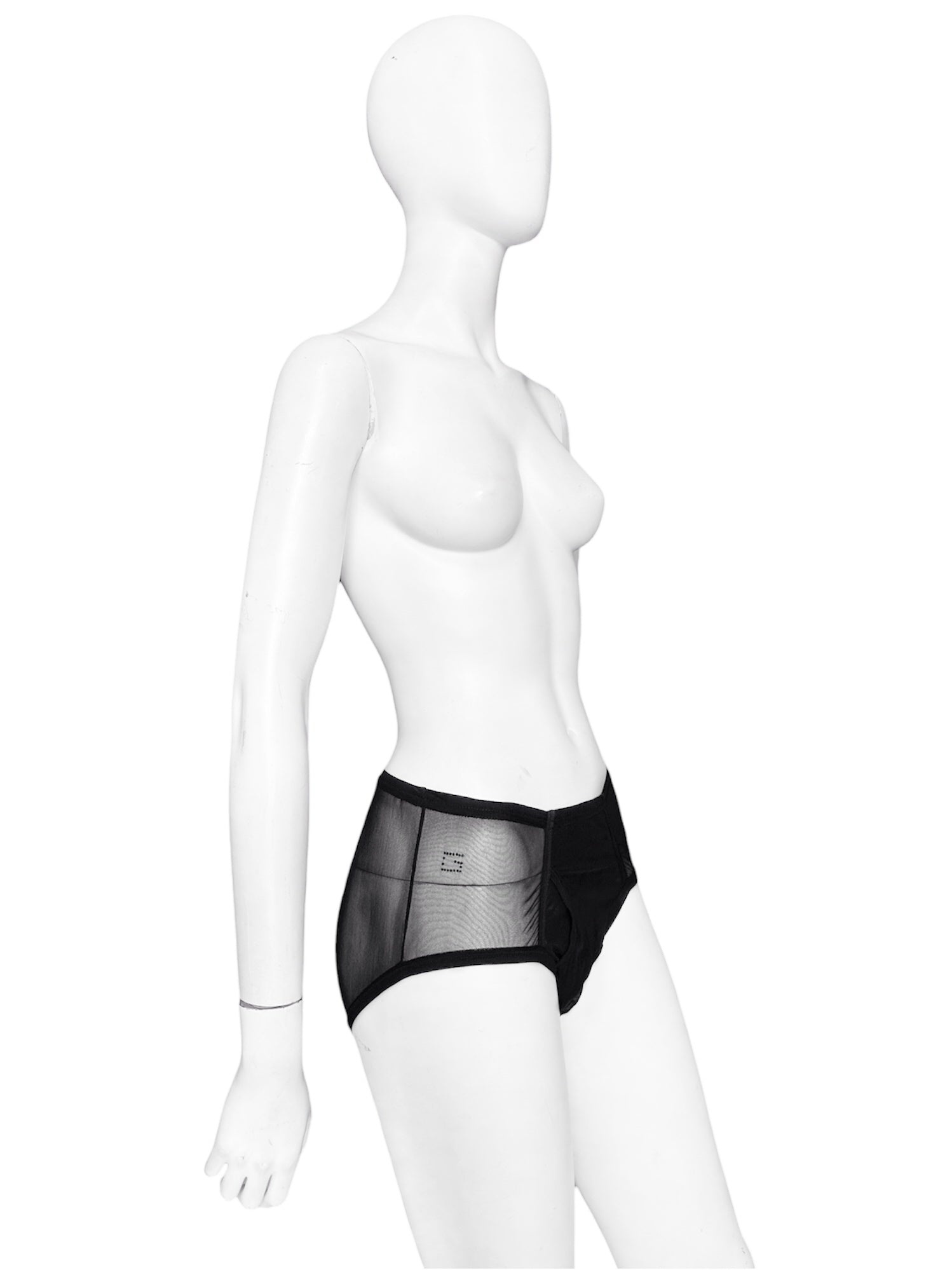 Gucci Spring 1998 Tom Ford Swarovski Logo Black Sheer Mesh Brief Shorts S - 7