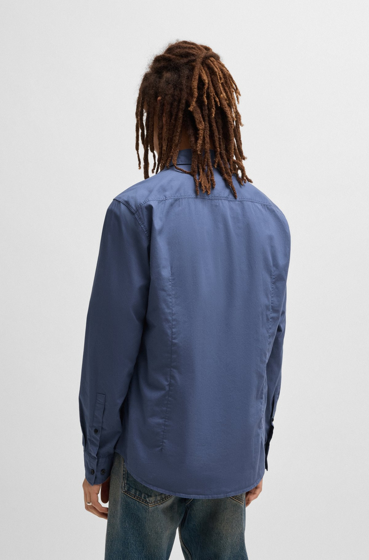 SLIM-FIT SHIRT IN STRETCH-COTTON CANVAS - 5